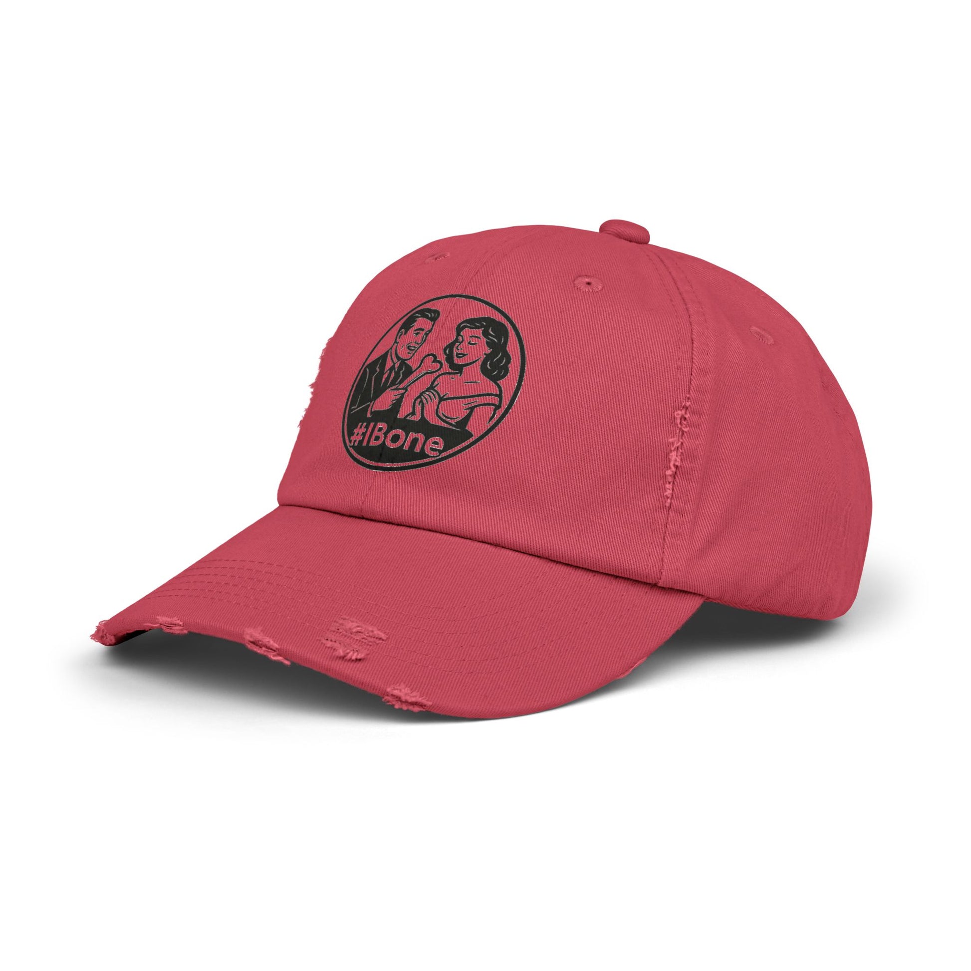 Casual Distressed Cap with Fun #IBone Design, Unisex Hat, Gift for Friends, Trendy Baseball Cap, Fashionable Headwear