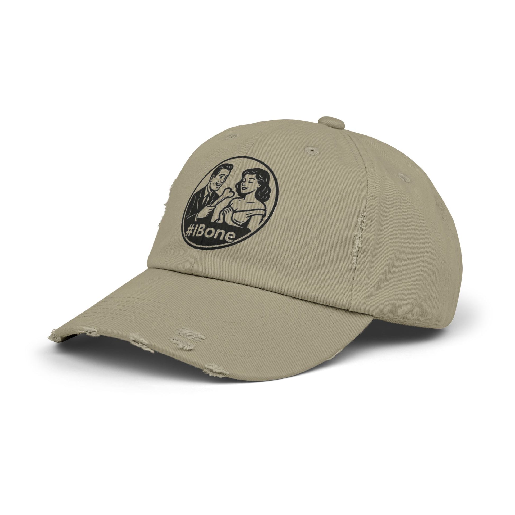 Casual Distressed Cap with Fun #IBone Design, Unisex Hat, Gift for Friends, Trendy Baseball Cap, Fashionable Headwear