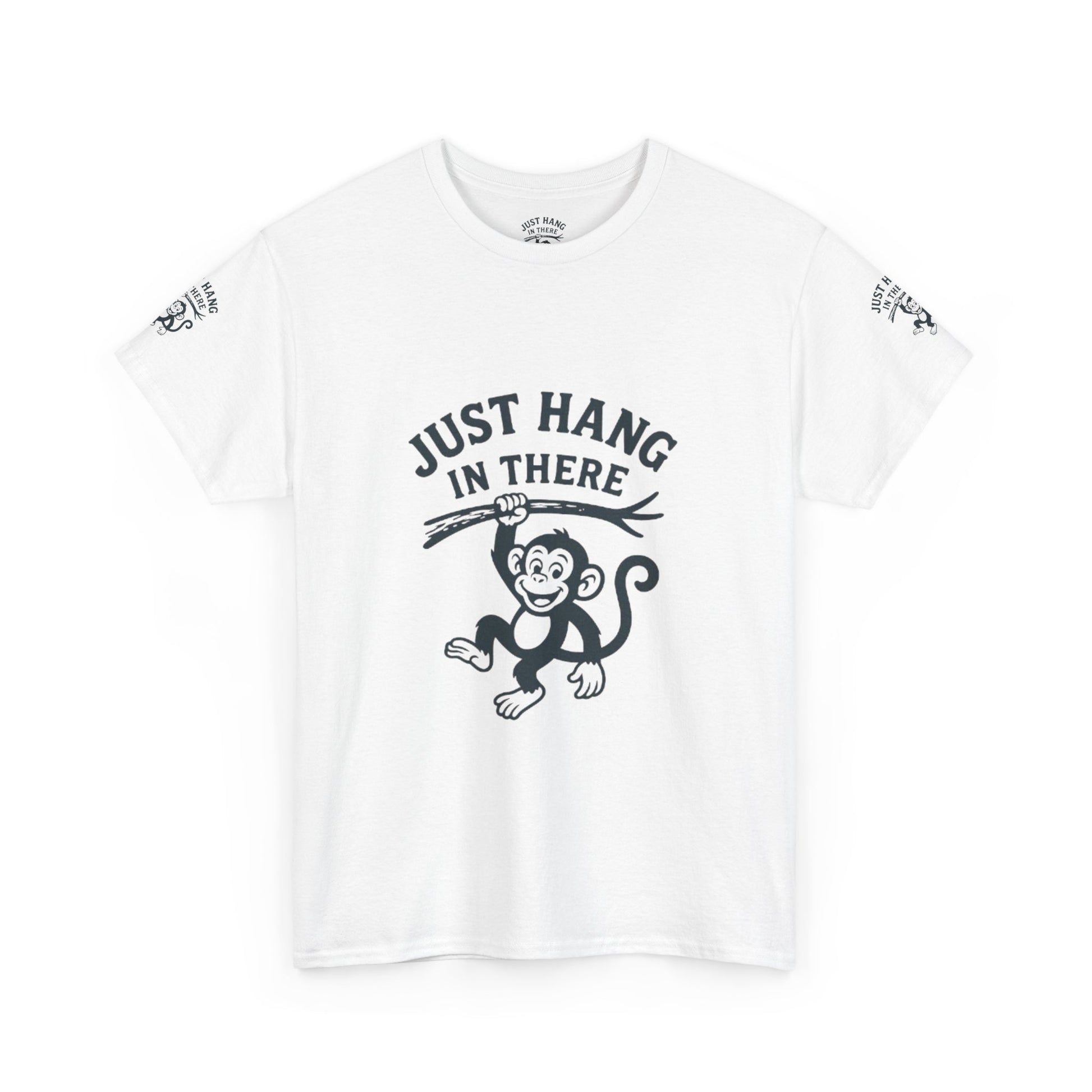 Playful Monkey Motivational Tee, Unisex Heavy Cotton Tee, Funny Quote Shirt, Gift for Animal Lovers, Casual Wear, Cheerful Apparel