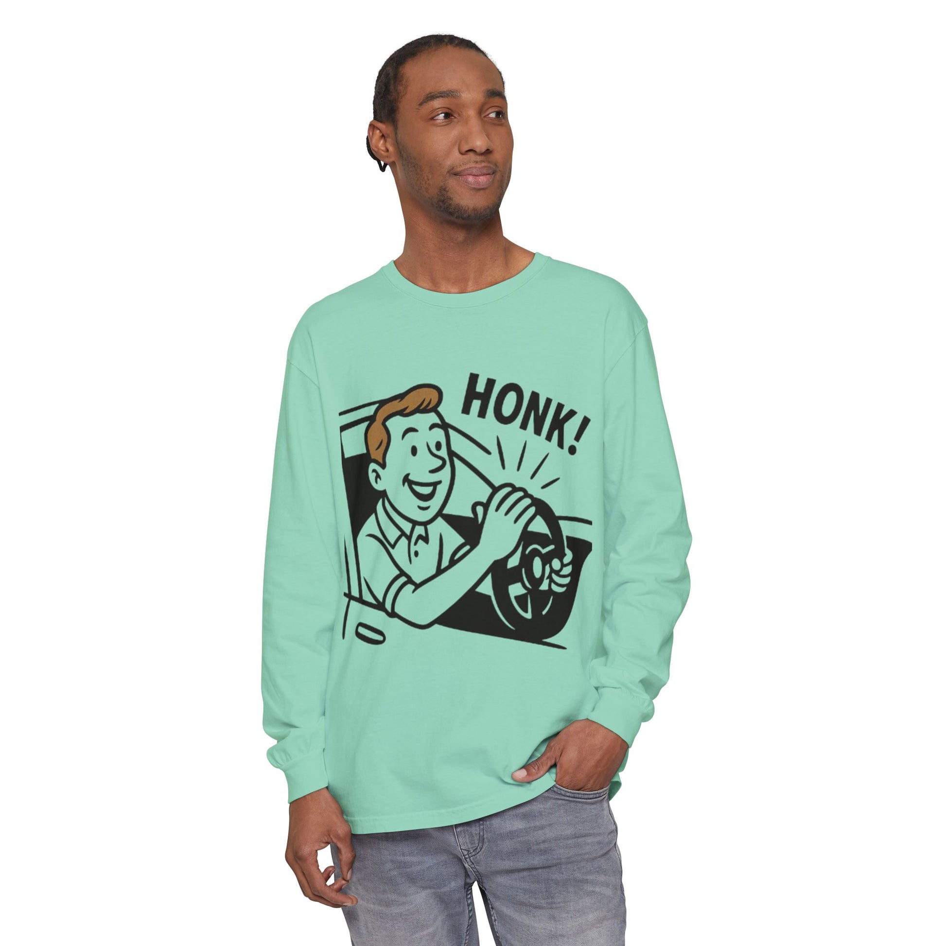 Honk Long Sleeve T-Shirt, Funny Car Enthusiast Tee, Gift for Drivers, Unisex Graphic Shirt, Casual Wear, Auto Humor Tee