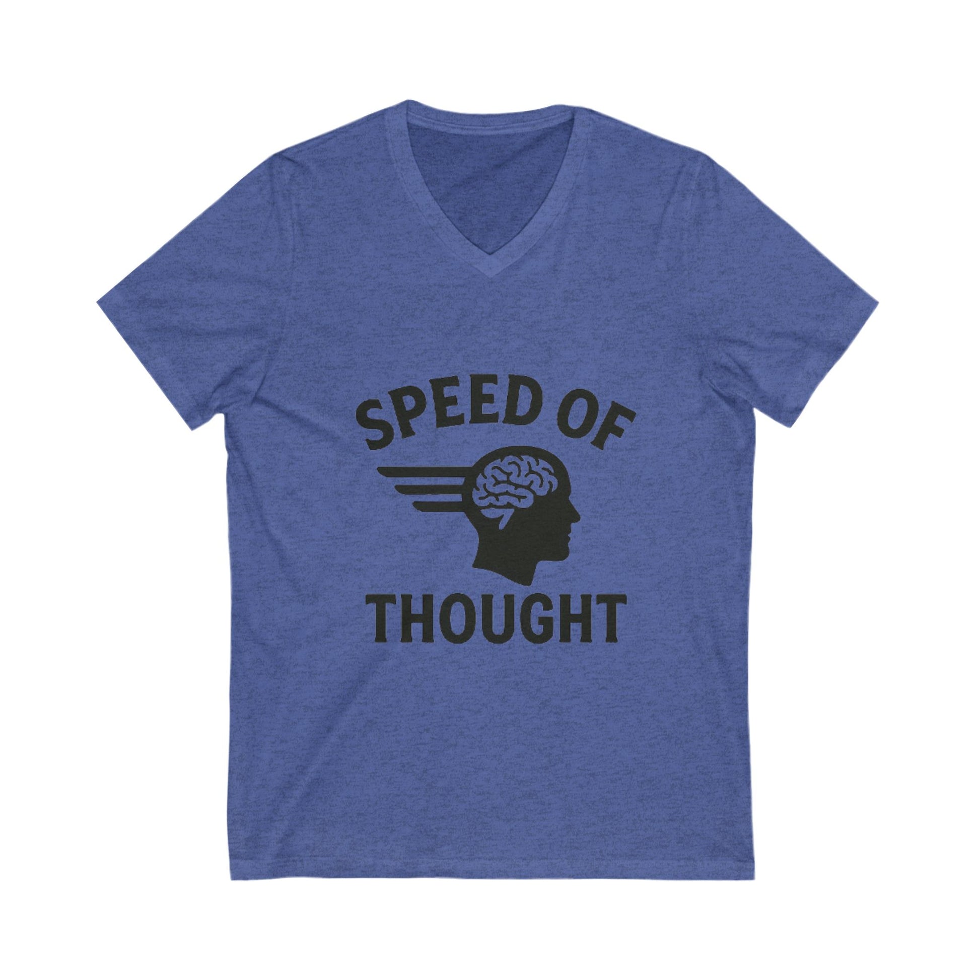 Speed of Thought V-Neck Tee, Unisex Cotton T-Shirt, Brain Design Shirt, Funny Gift for Students, Inspirational Quote Apparel