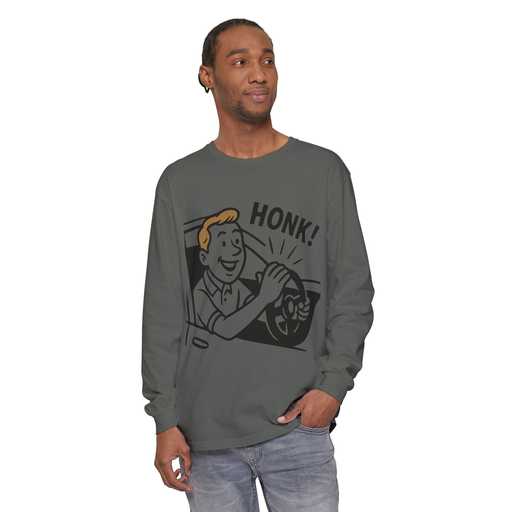 Honk Long Sleeve T-Shirt, Funny Car Enthusiast Tee, Gift for Drivers, Unisex Graphic Shirt, Casual Wear, Auto Humor Tee