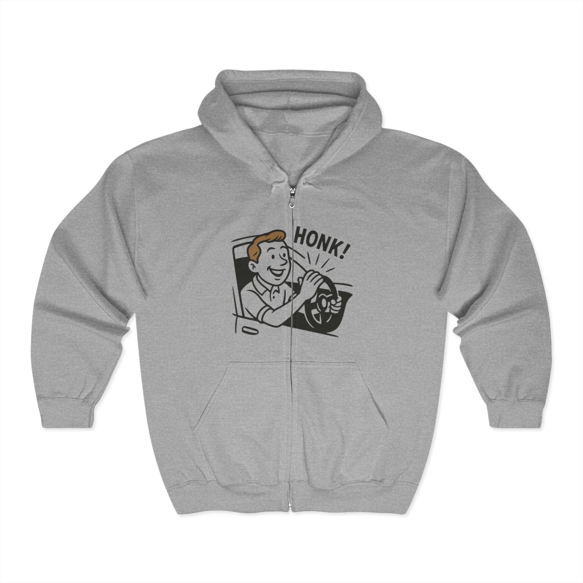 Funny Honk! Full Zip Hoodie, Unisex Sweatshirt, Perfect Gift for Birthdays, Casual Wear, Humor Apparel