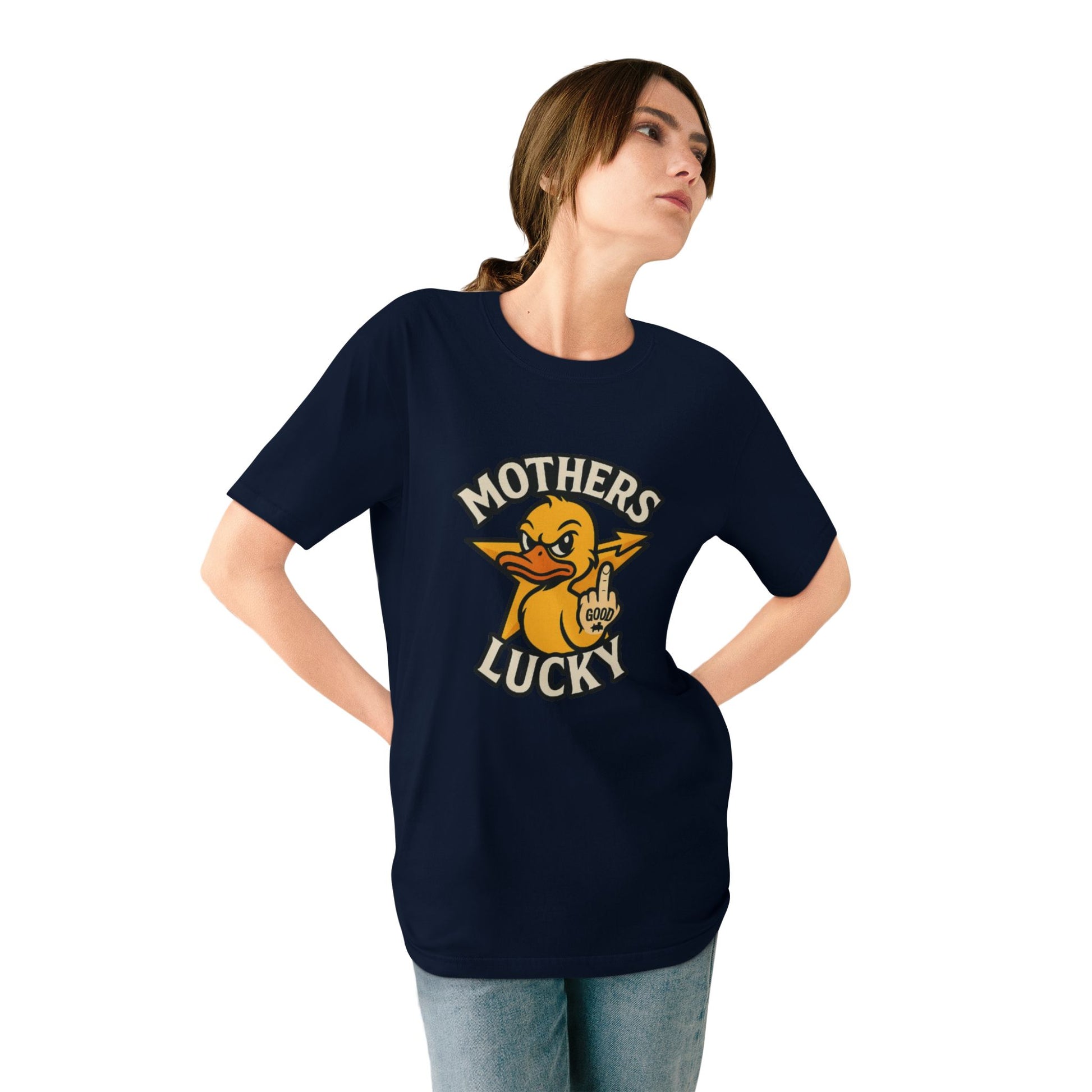 Organic Graphic Tee, Humorous T-shirt for Everyday Wear, Lucky Duck and Good Vibes Shirt, Perfect Gift for Friends, Casual Summer Outfit