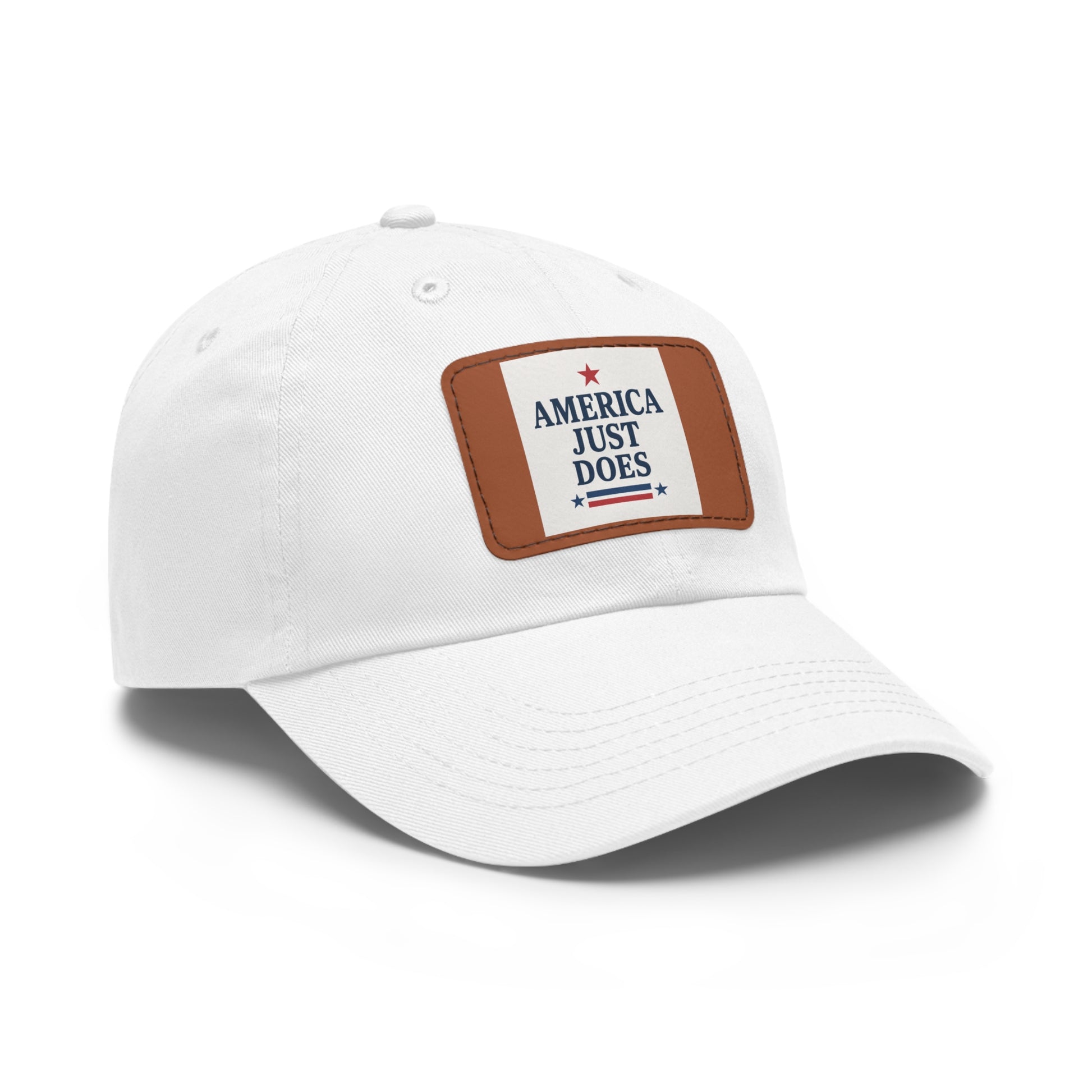 Patriotic Dad Hat with Leather Patch, Casual Cap, American Pride Accessory, Unique Gift for Dad, Summer Style Headwear