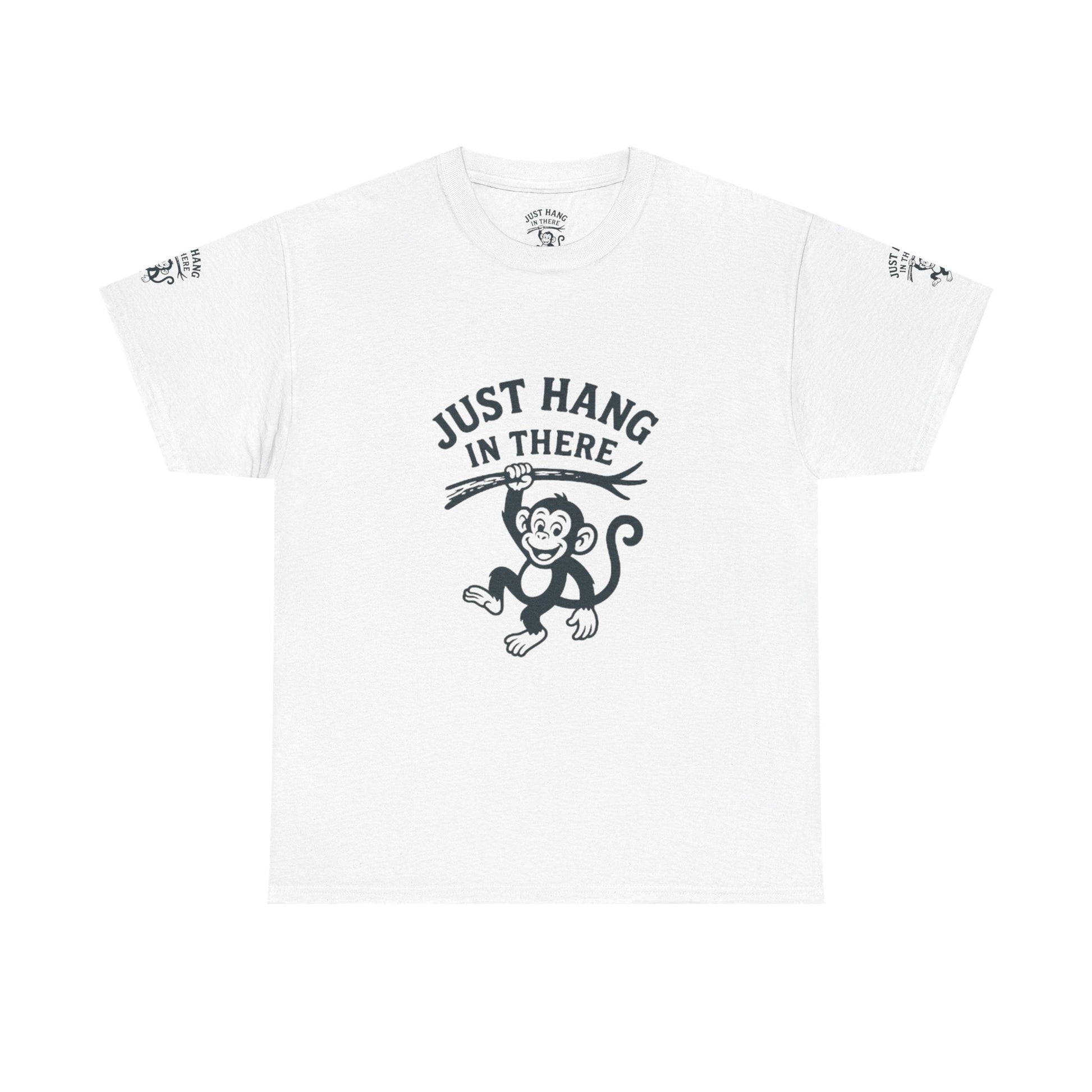 Playful Monkey Motivational Tee, Unisex Heavy Cotton Tee, Funny Quote Shirt, Gift for Animal Lovers, Casual Wear, Cheerful Apparel