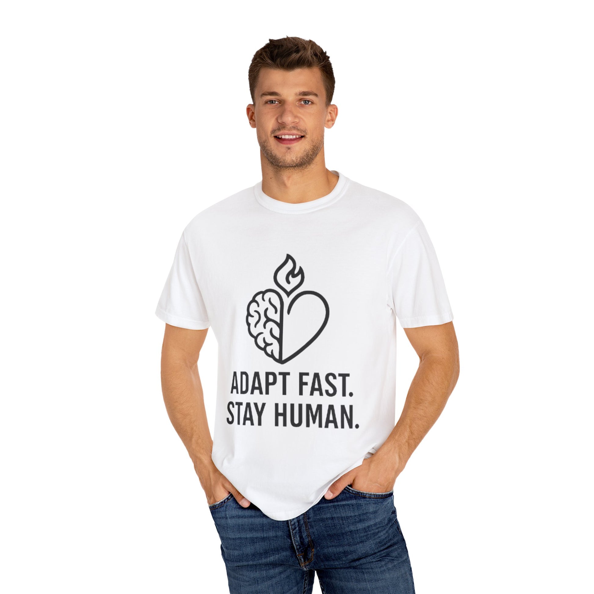T-Shirt adapt fast, stay human Unisex Garment-Dyed