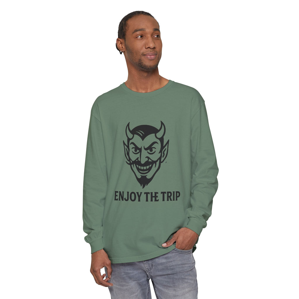 Unisex Long Sleeve Tee - Enjoy the Trip Graphic, Gift for Travelers, Halloween Apparel, Casual Style, Streetwear Essentials