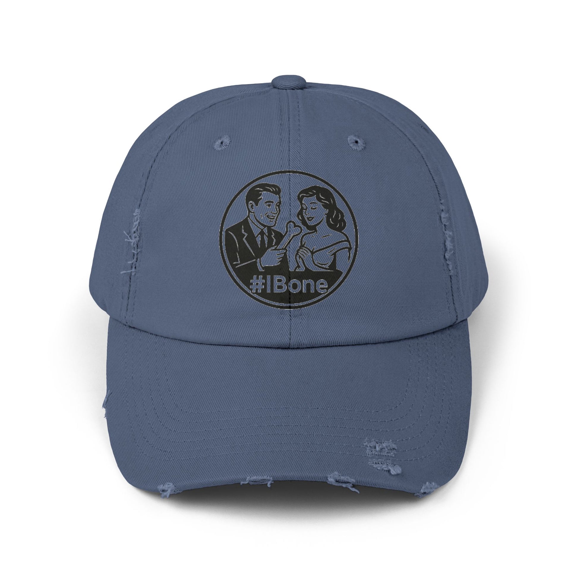 Casual Distressed Cap with Fun #IBone Design, Unisex Hat, Gift for Friends, Trendy Baseball Cap, Fashionable Headwear