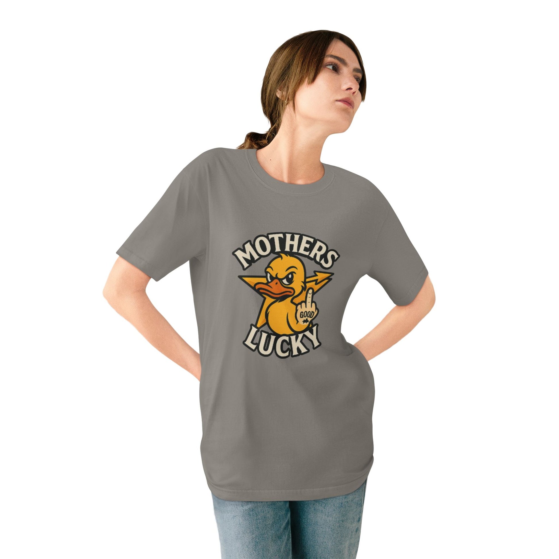 Organic Graphic Tee, Humorous T-shirt for Everyday Wear, Lucky Duck and Good Vibes Shirt, Perfect Gift for Friends, Casual Summer Outfit