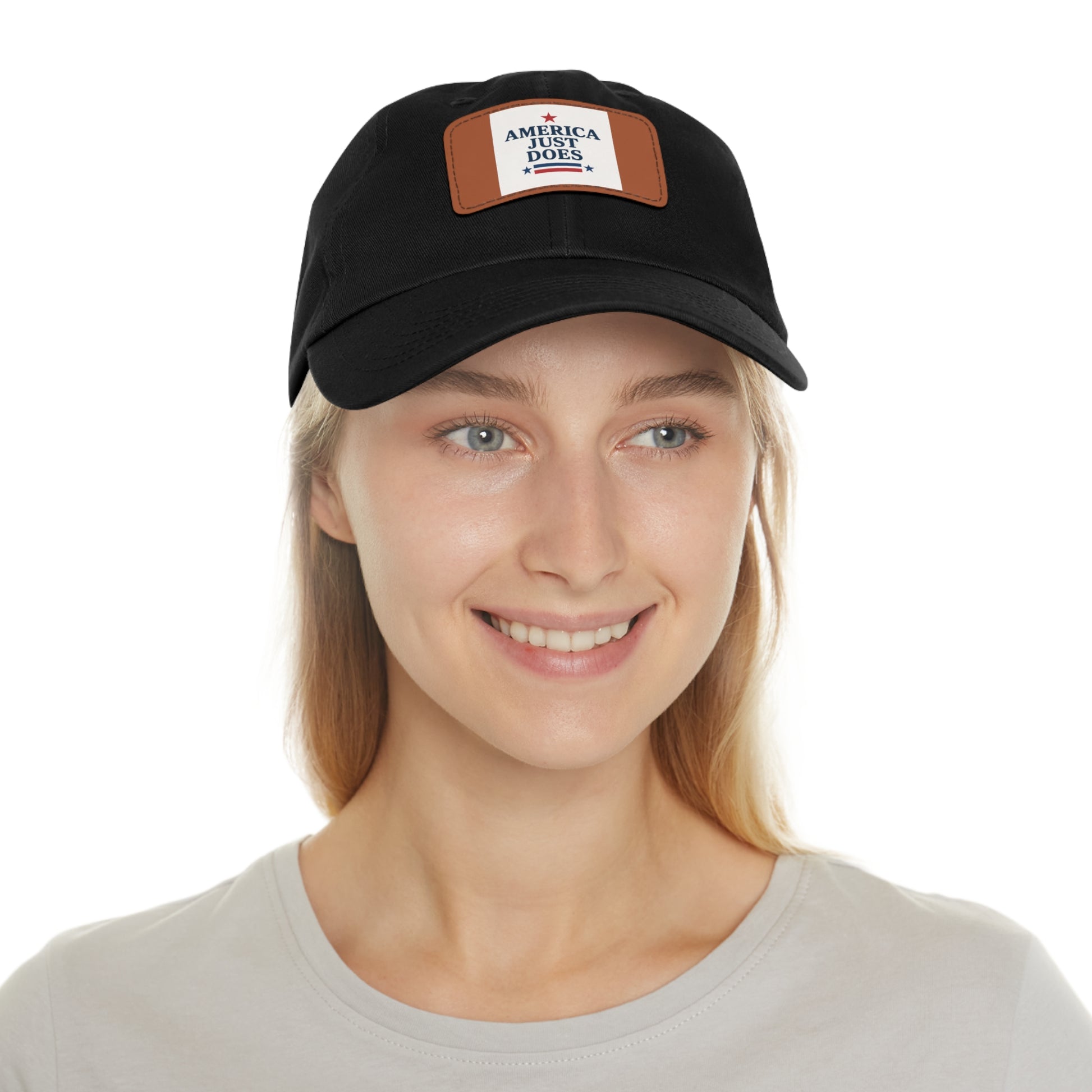 Patriotic Dad Hat with Leather Patch, Casual Cap, American Pride Accessory, Unique Gift for Dad, Summer Style Headwear