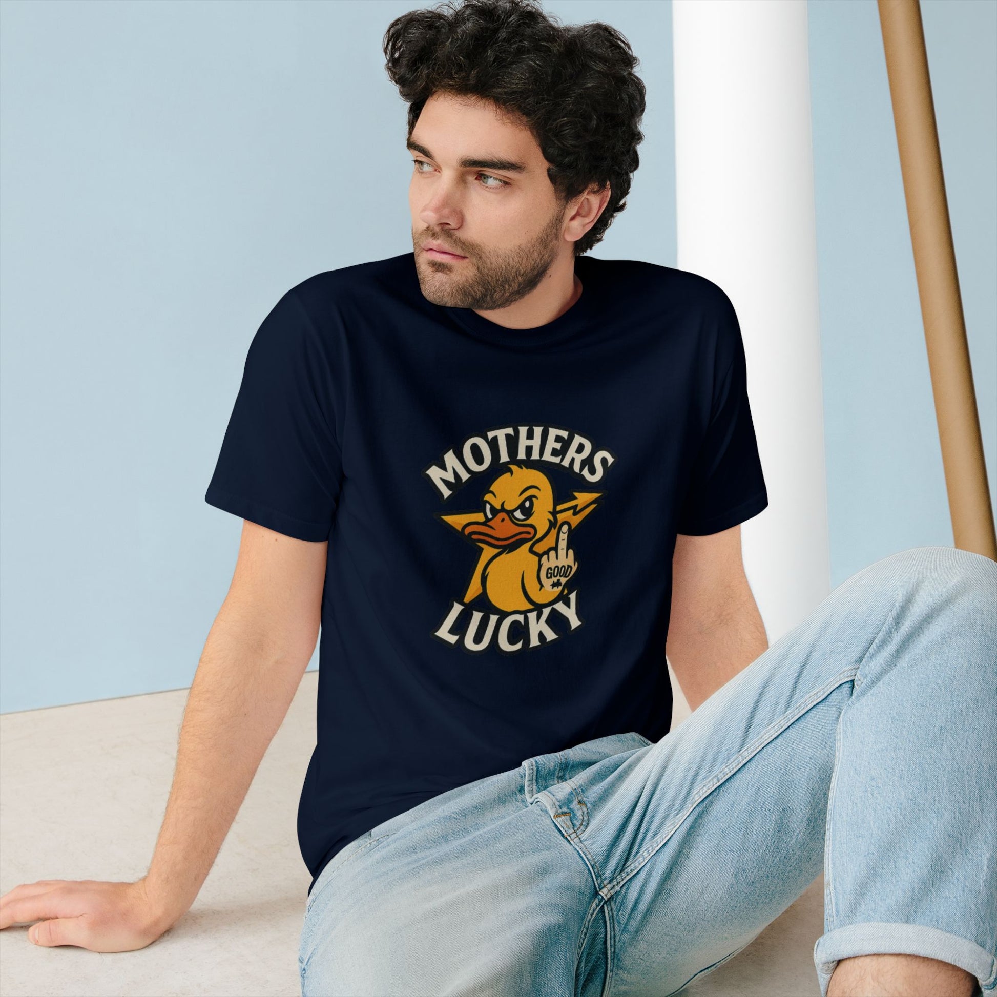 Organic Graphic Tee, Humorous T-shirt for Everyday Wear, Lucky Duck and Good Vibes Shirt, Perfect Gift for Friends, Casual Summer Outfit