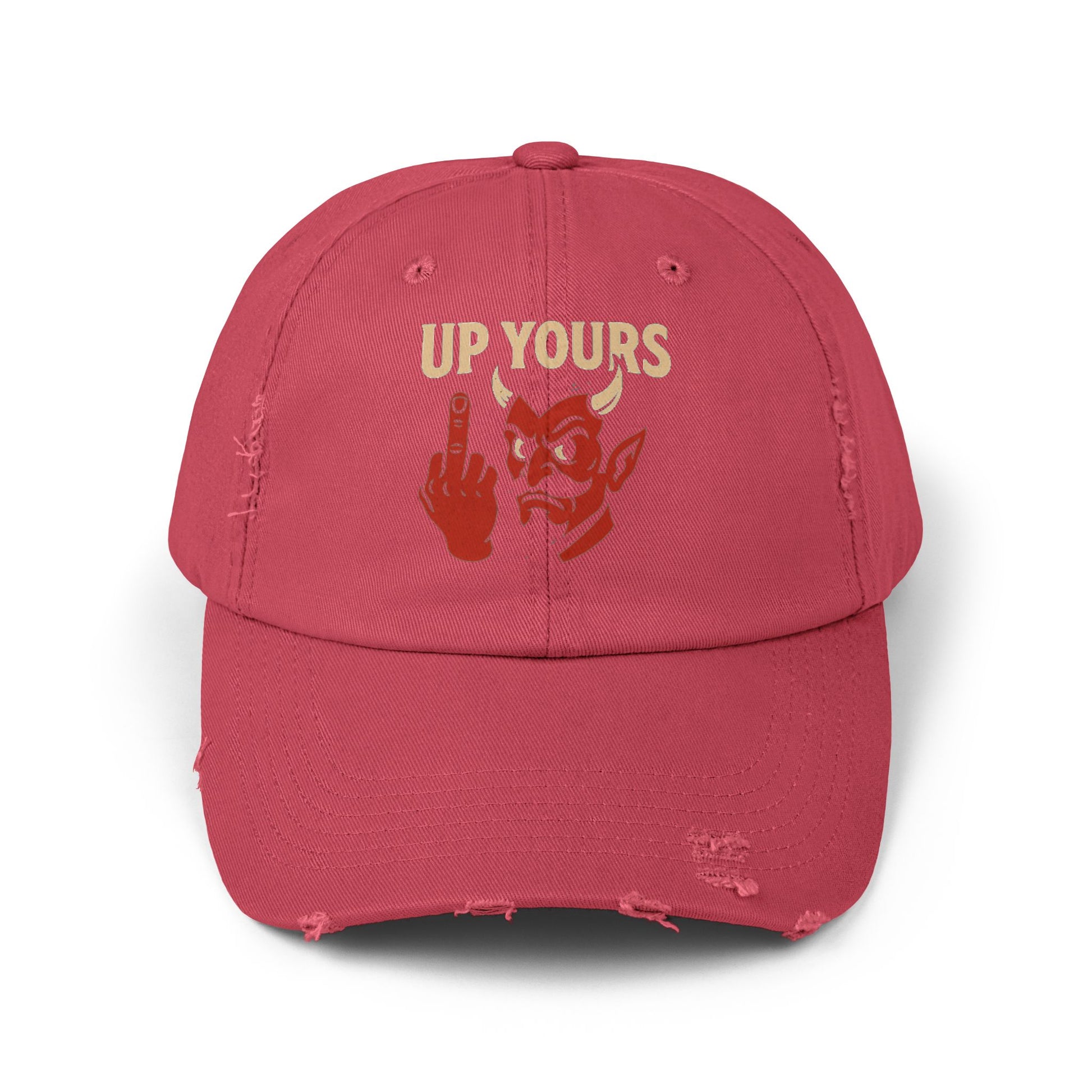 Unisex Distressed Cap with Up Yours Design, Casual Hat, Trendy Accessories, Gift for Him/Her, Streetwear Fashion, Humor Merchandise