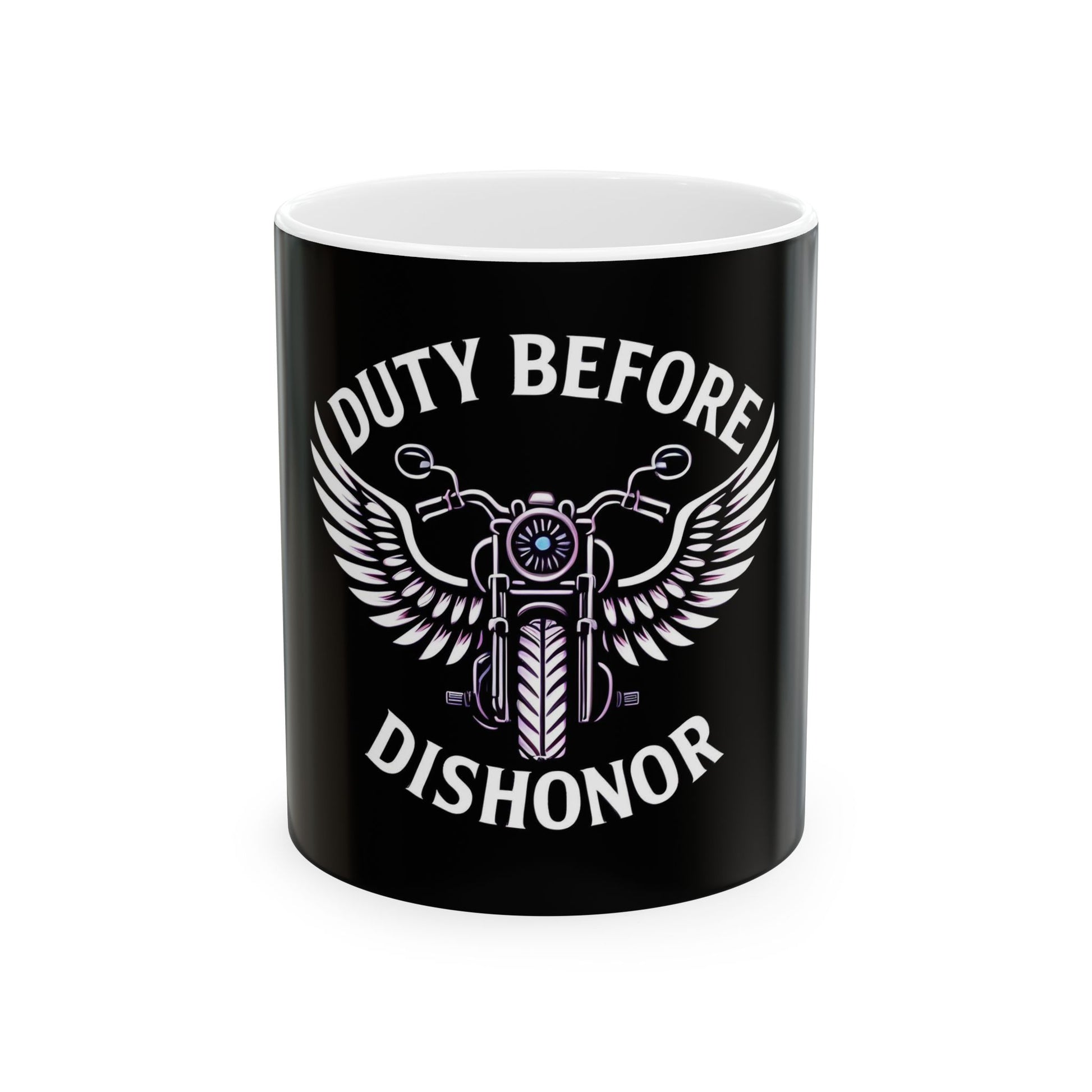 Motorcycle Lover's Ceramic Mug - Duty Before Dishonor, Biker Gift, Bike Enthusiast Coffee Cup, Personalized Mug, Father's Day Gift