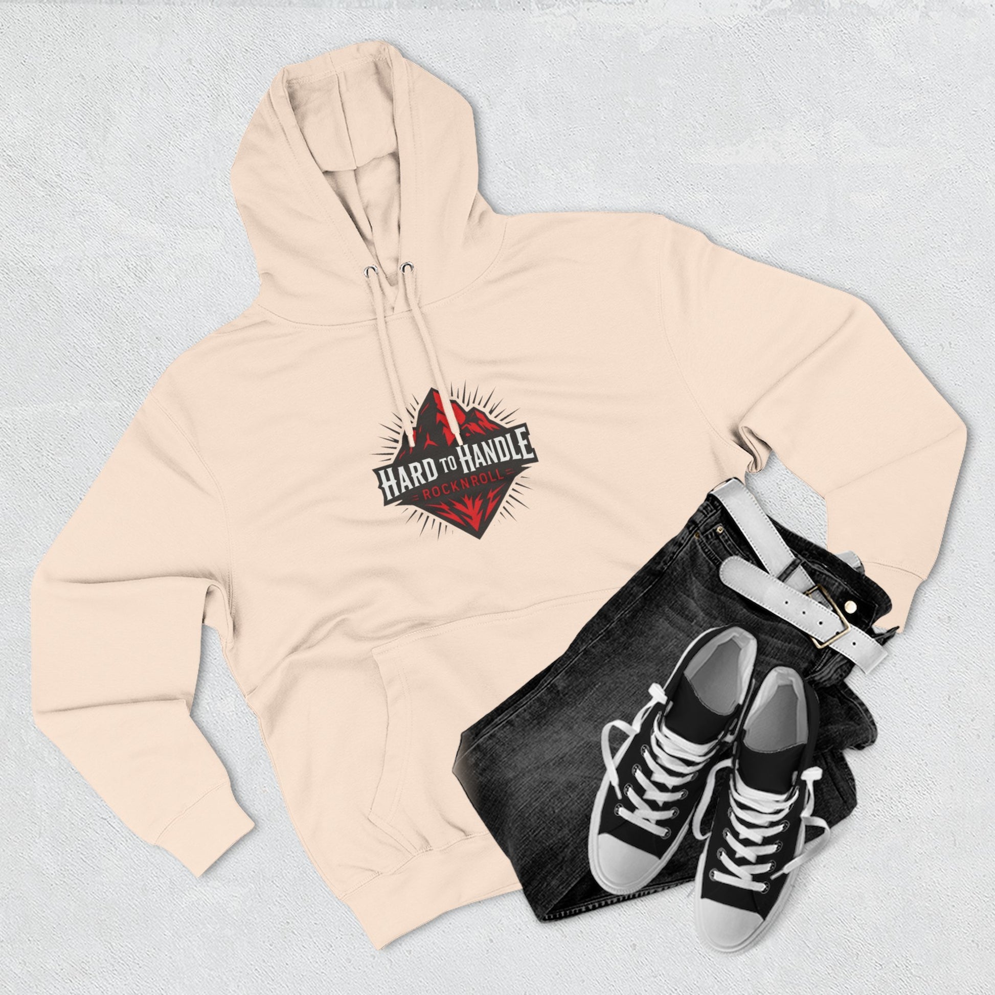 Rock On Fleece Hoodie - A Hard to Handle Design, Music Lover Gift, Cozy Layer, Festival Wear, Gift for Guitarists
