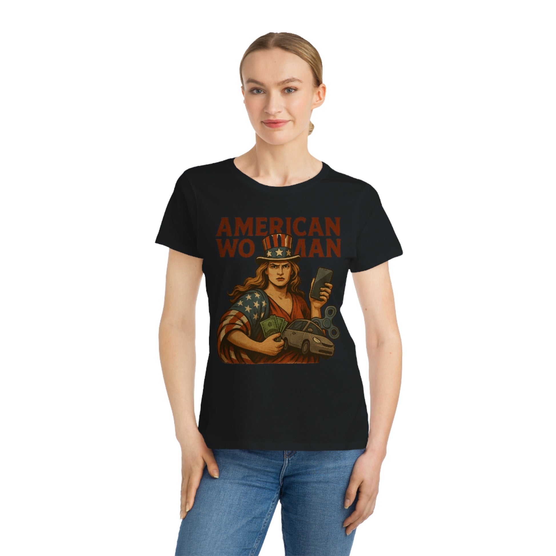Empowering American Woman T-Shirt, Feminist Tee, Casual Wear, Gift for Her, July 4th, Independence Day Outfit