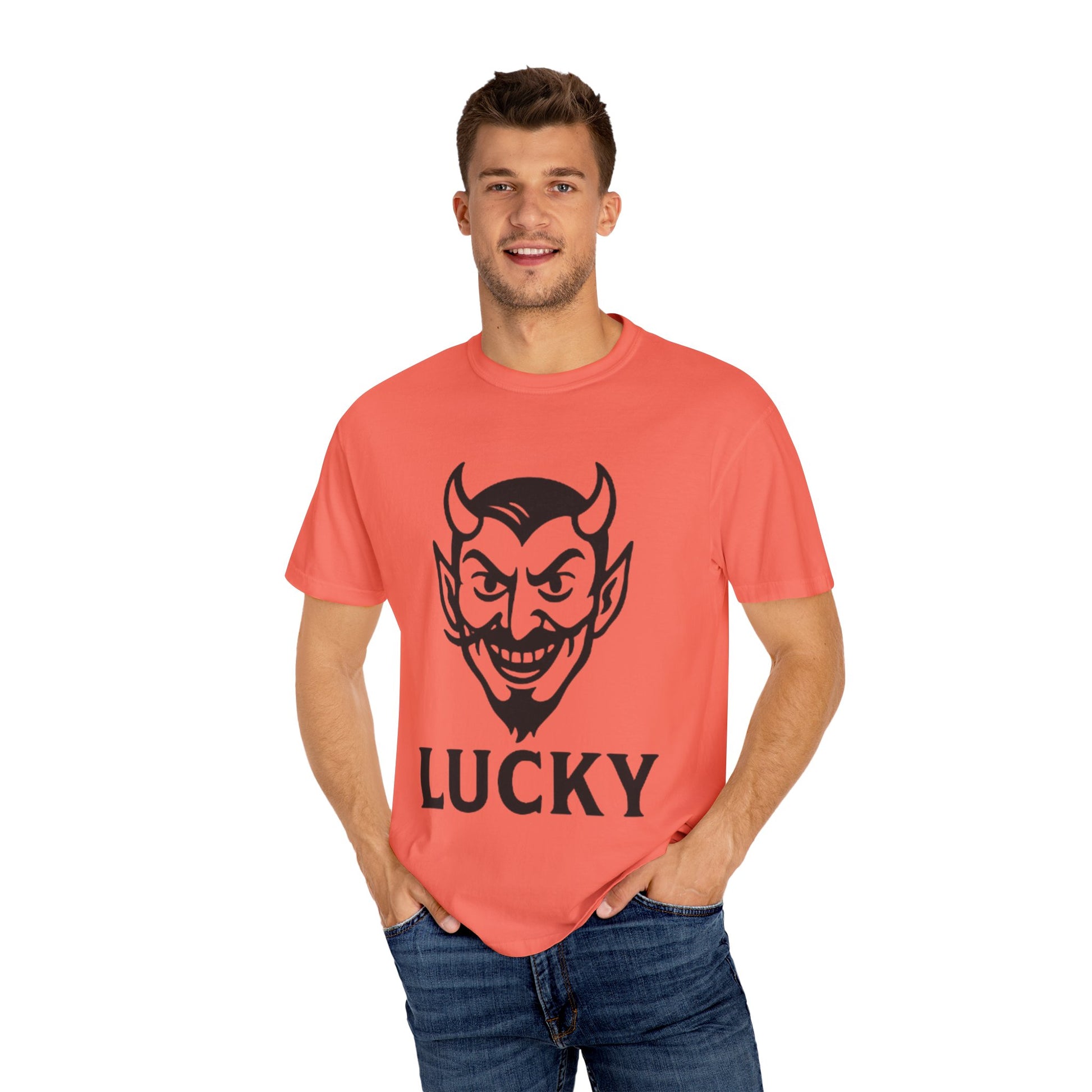 Lucky Devil Graphic Unisex T-Shirt, Spooky Style Tee, Halloween Apparel, Gift for Friends, Casual Wear