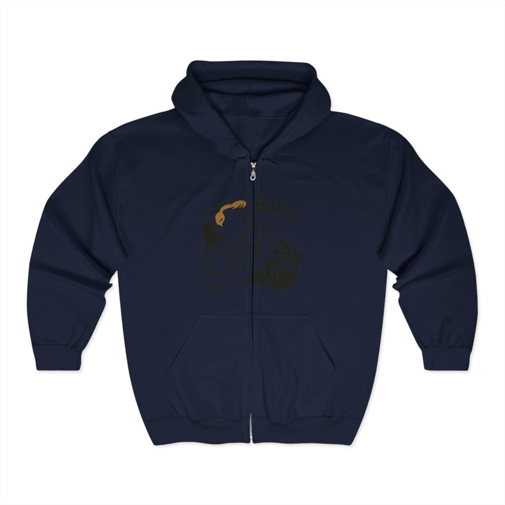 Funny Honk! Full Zip Hoodie, Unisex Sweatshirt, Perfect Gift for Birthdays, Casual Wear, Humor Apparel