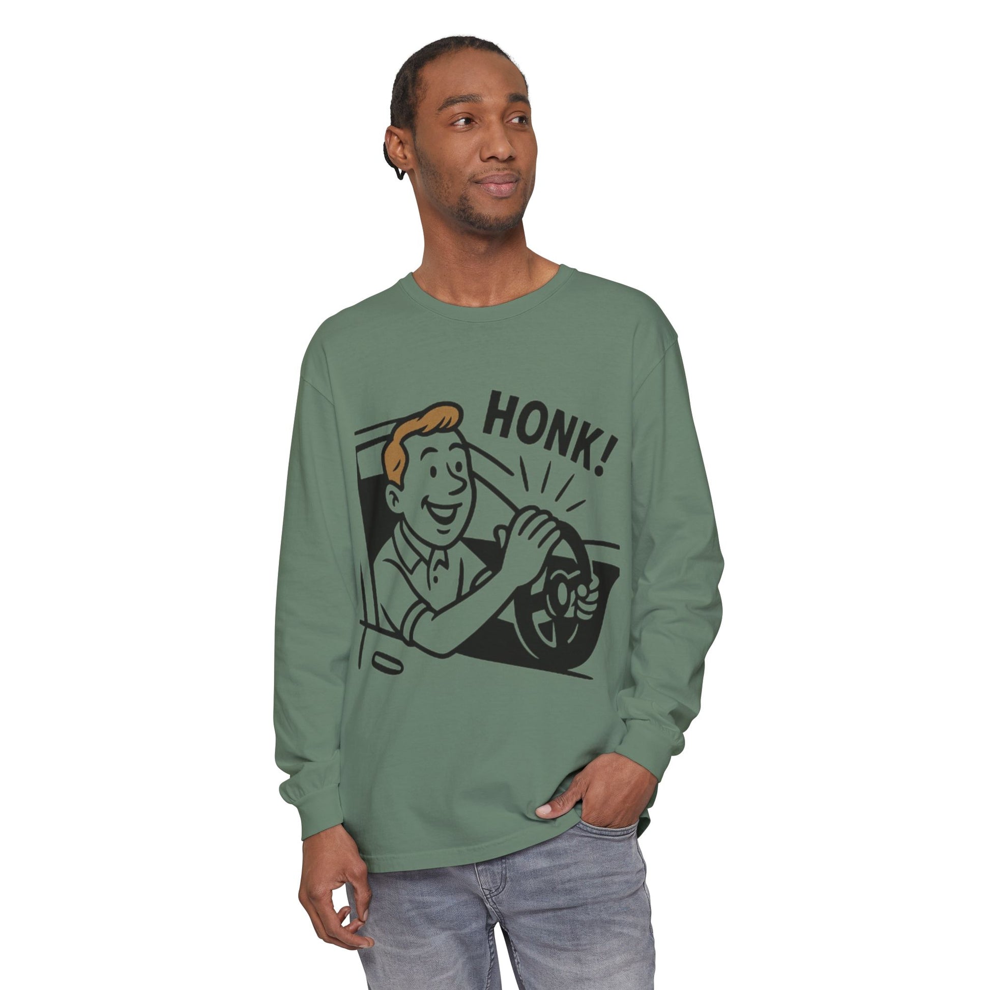 Honk Long Sleeve T-Shirt, Funny Car Enthusiast Tee, Gift for Drivers, Unisex Graphic Shirt, Casual Wear, Auto Humor Tee