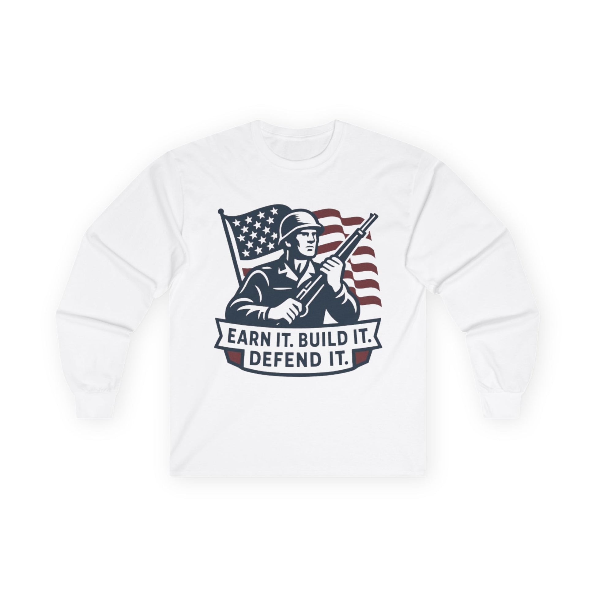 Patriotic Long Sleeve Tee for Veterans, Military Support Shirt, Independence Day Top, Memorial Day Gift, USA Pride Apparel