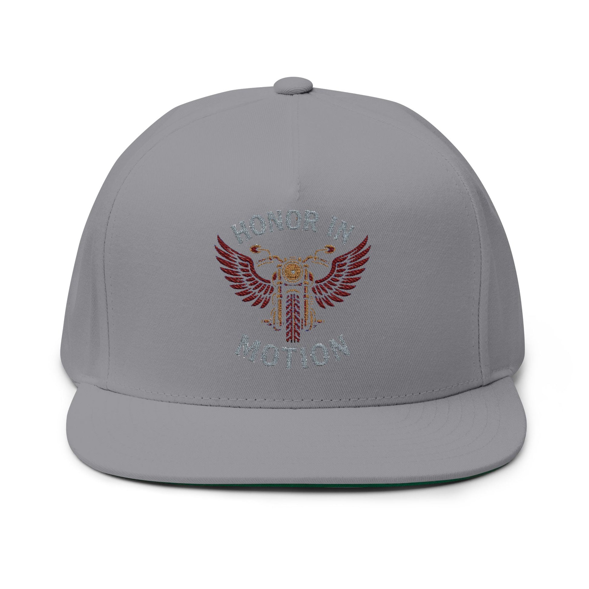 Flat Bill Cap: Honor in Motion Embroidered Hat for Athletes, Sports Lovers, Casual Wear, Gift for Him, Trendy Accessories
