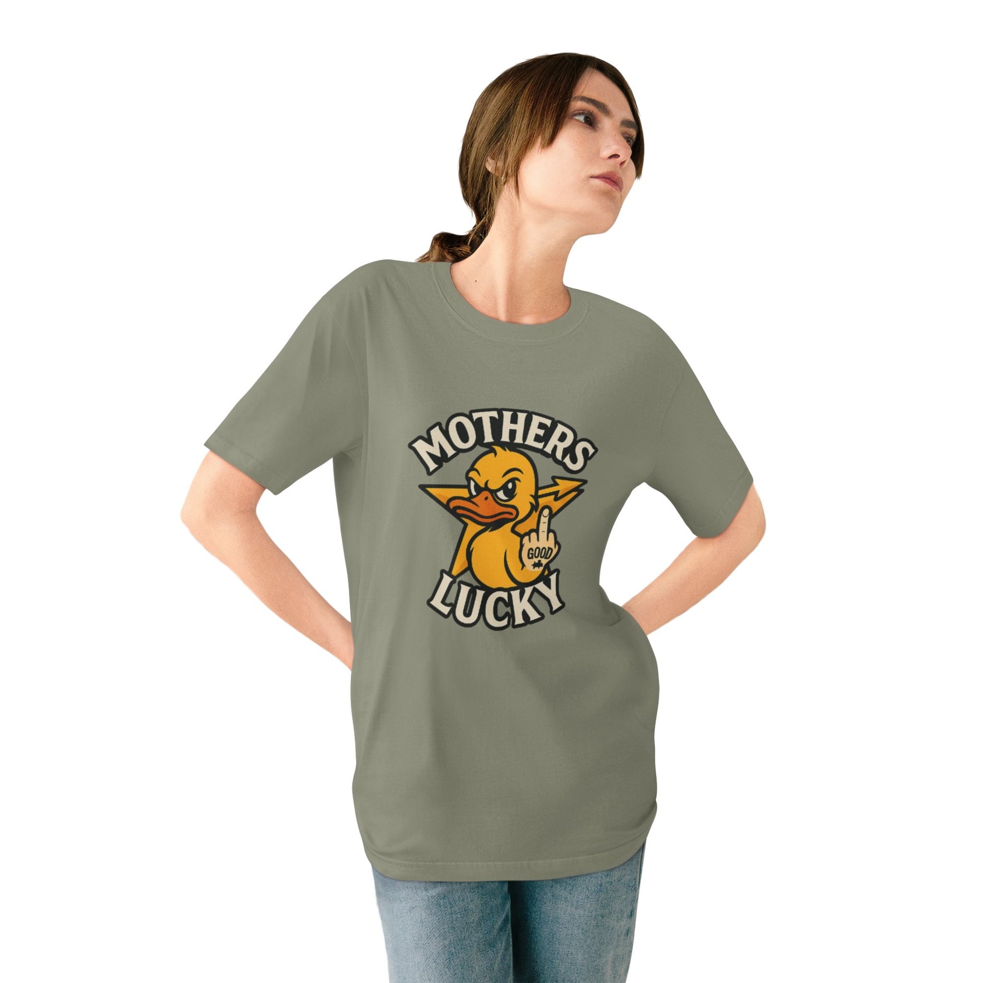 Organic Graphic Tee, Humorous T-shirt for Everyday Wear, Lucky Duck and Good Vibes Shirt, Perfect Gift for Friends, Casual Summer Outfit