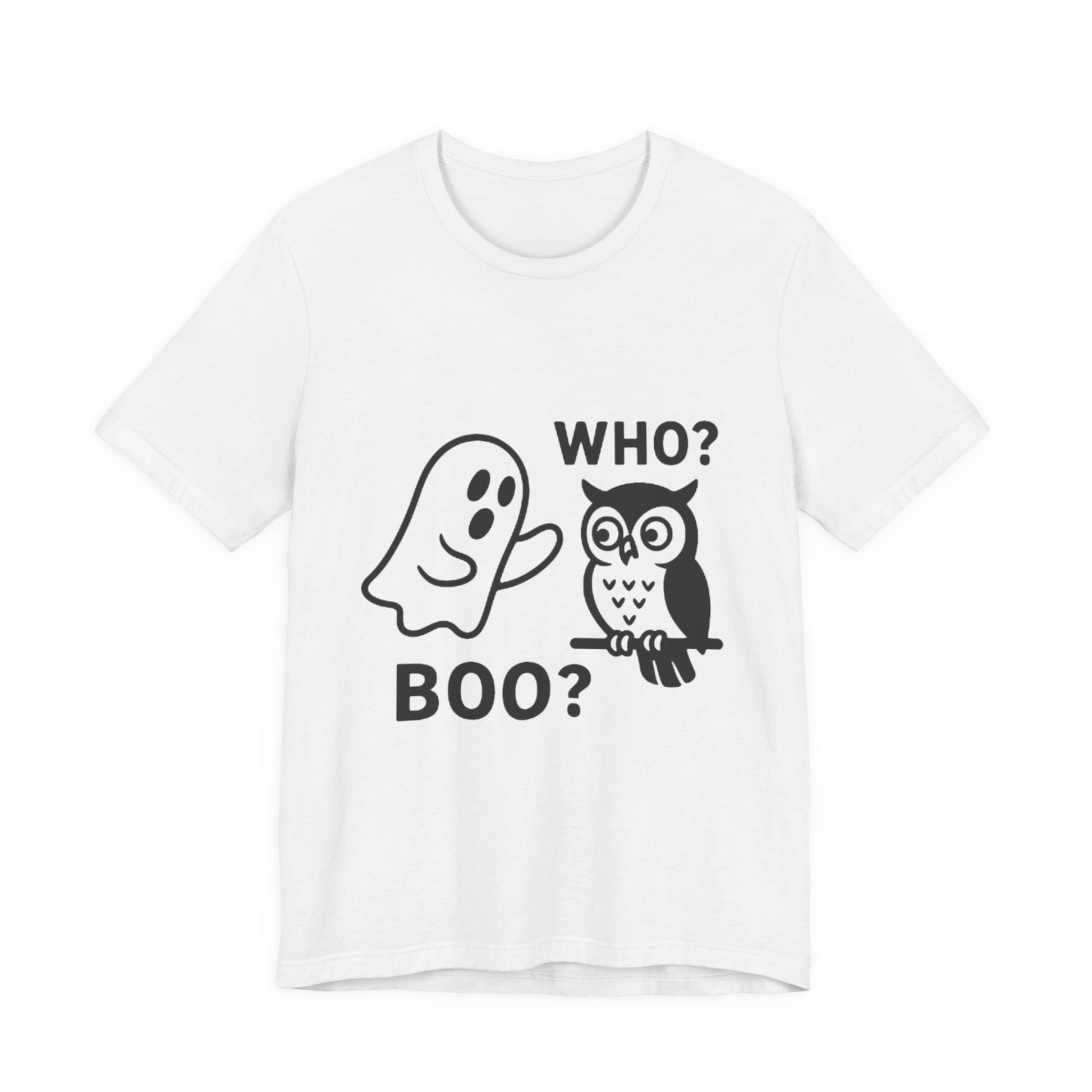 Halloween Who Boo? Unisex Tee, Ghosts and Owls Shirt, Funny Halloween T-Shirt, Spooky Gift, Autumn Apparel, Cute Halloween Outfit