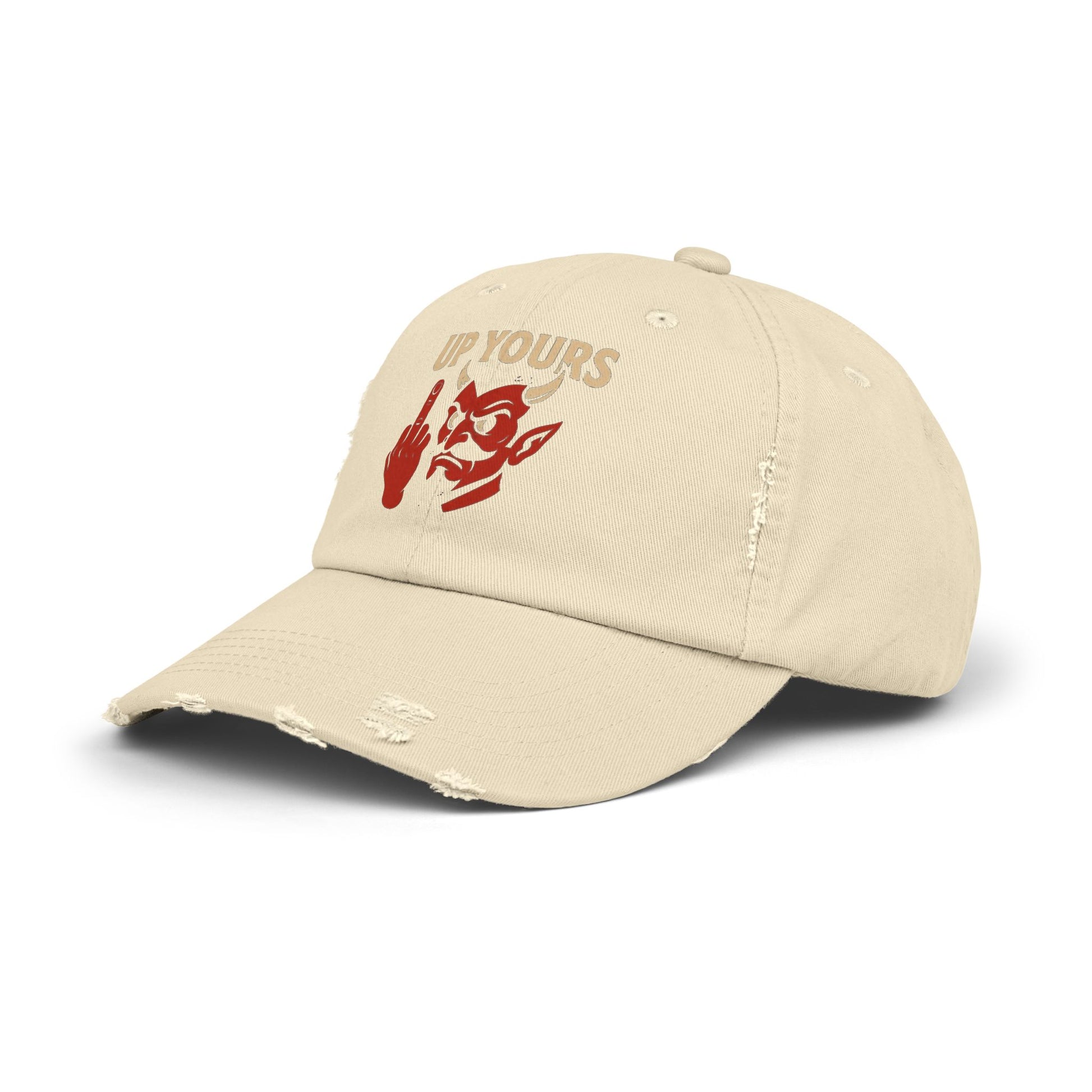 Unisex Distressed Cap with Up Yours Design, Casual Hat, Trendy Accessories, Gift for Him/Her, Streetwear Fashion, Humor Merchandise
