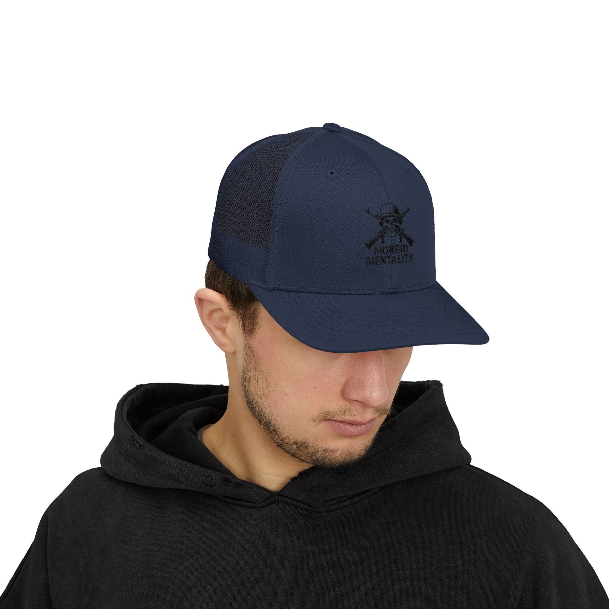 Morbid Mentality Snapback Trucker Cap | Gothic Style, Unique Gift for Trendsetters, Perfect for Casual Outings, Festivals, and More