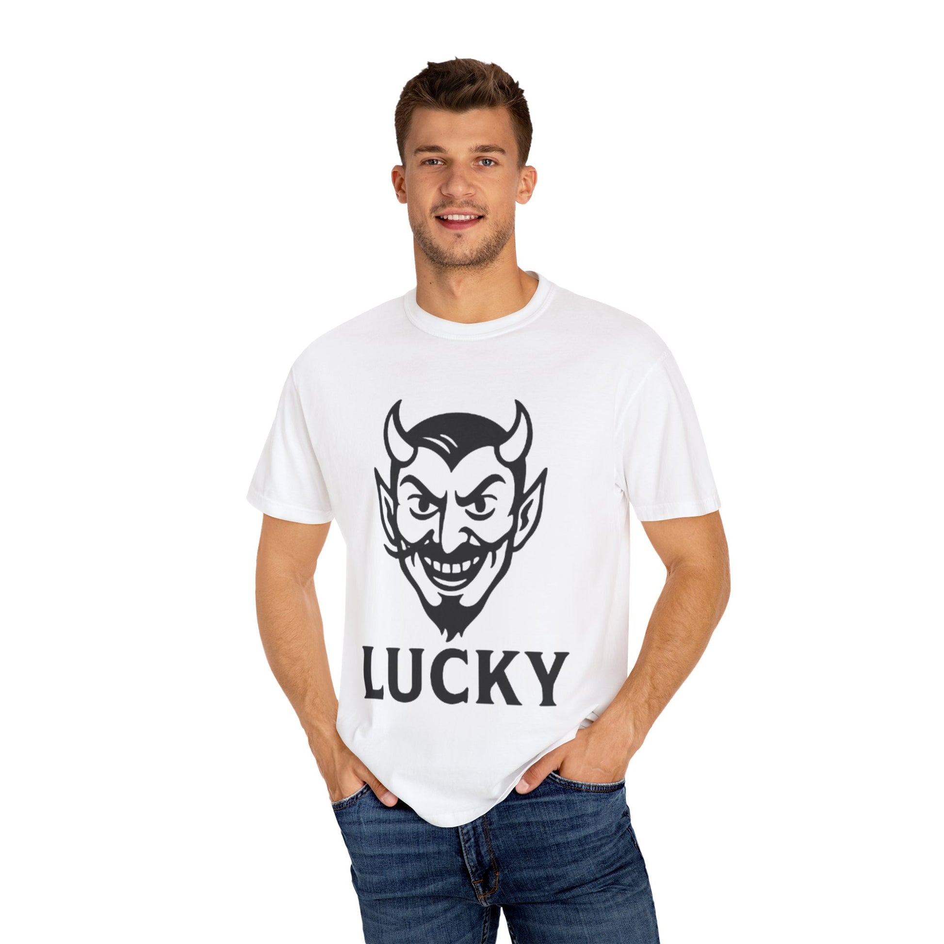 Lucky Devil Graphic Unisex T-Shirt, Spooky Style Tee, Halloween Apparel, Gift for Friends, Casual Wear