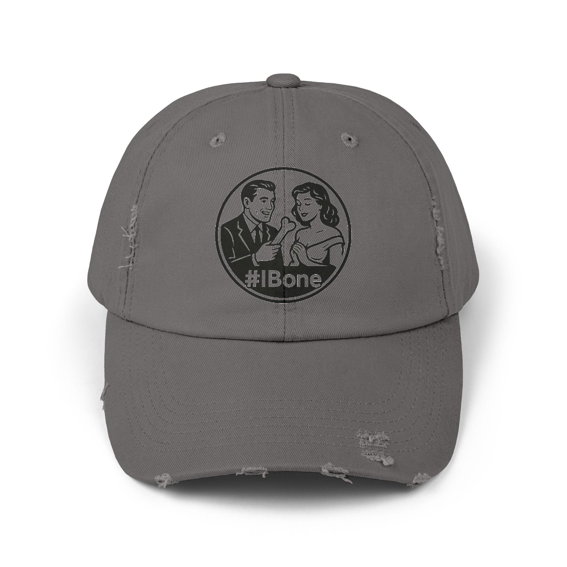 Casual Distressed Cap with Fun #IBone Design, Unisex Hat, Gift for Friends, Trendy Baseball Cap, Fashionable Headwear