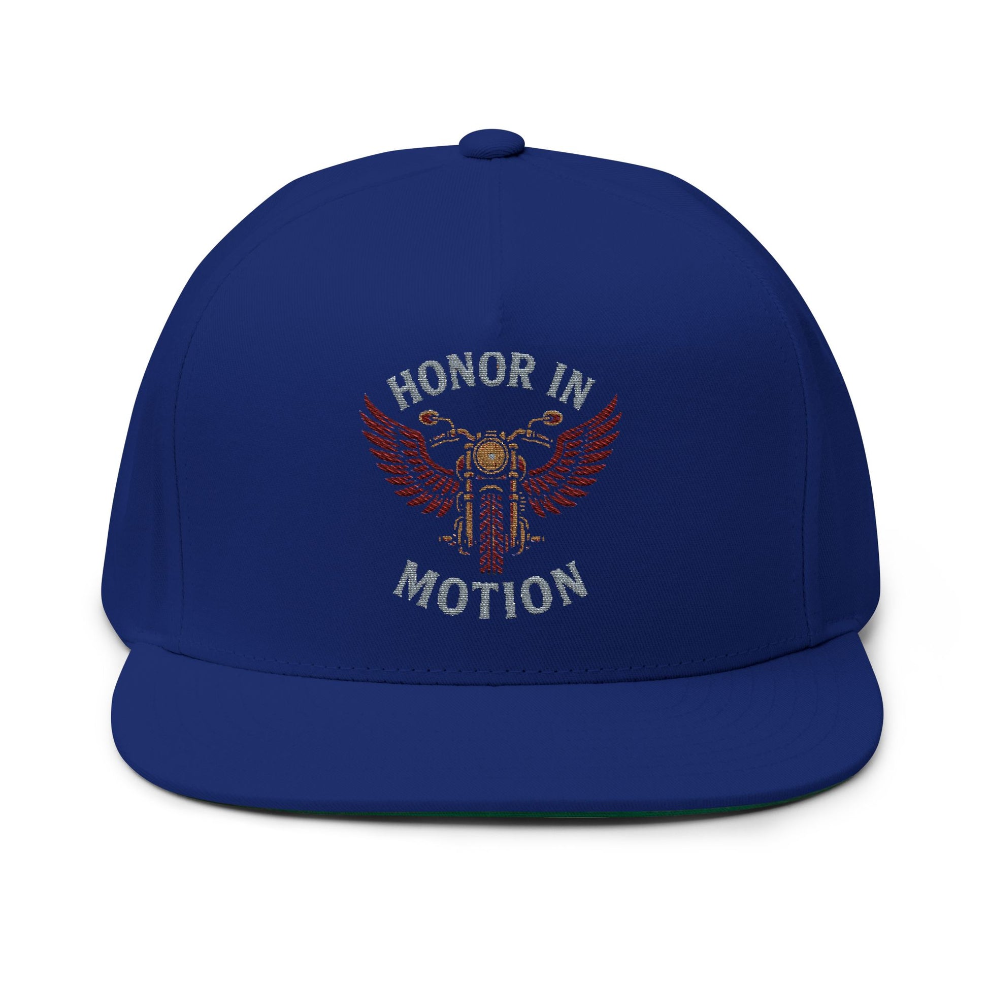 Flat Bill Cap: Honor in Motion Embroidered Hat for Athletes, Sports Lovers, Casual Wear, Gift for Him, Trendy Accessories