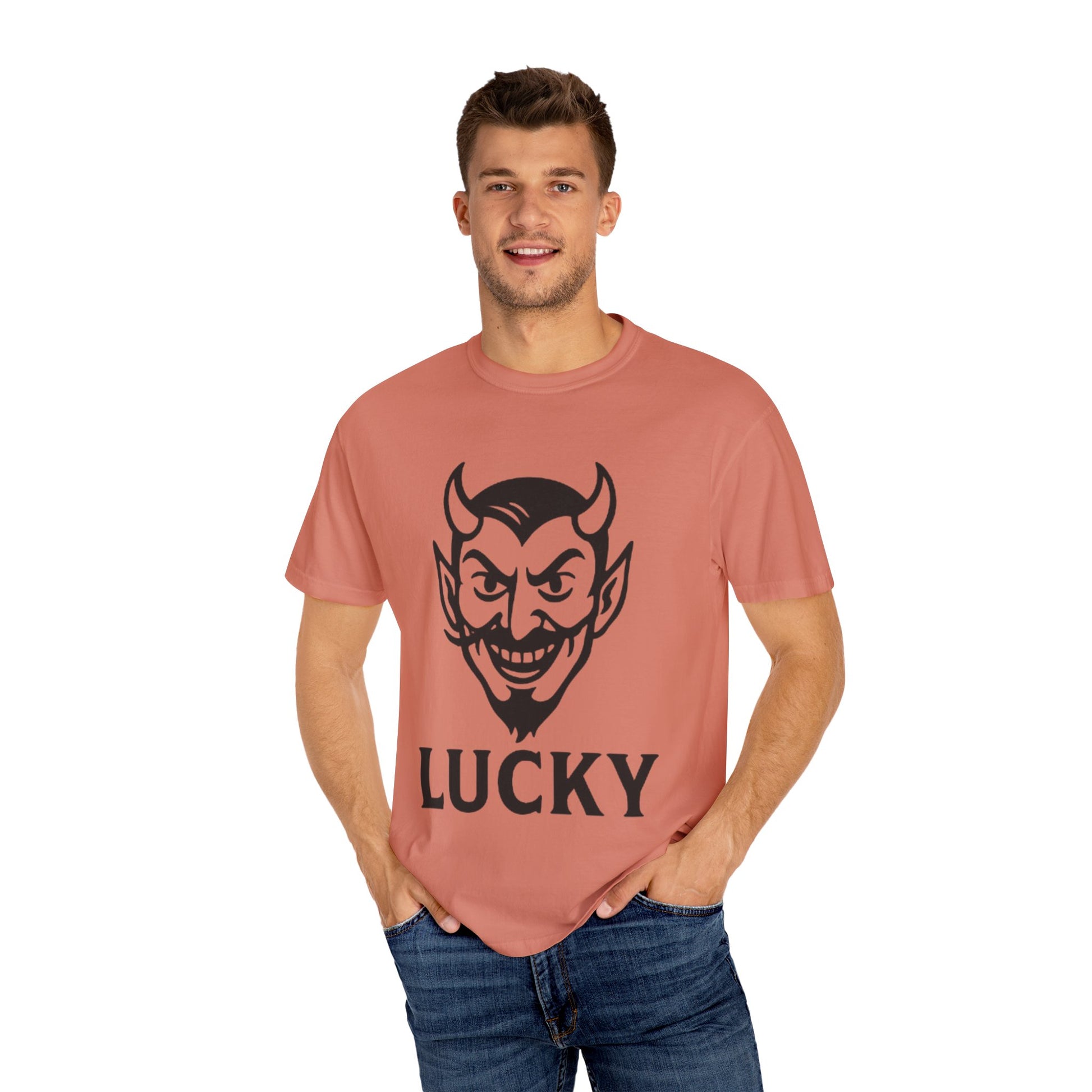 Lucky Devil Graphic Unisex T-Shirt, Spooky Style Tee, Halloween Apparel, Gift for Friends, Casual Wear