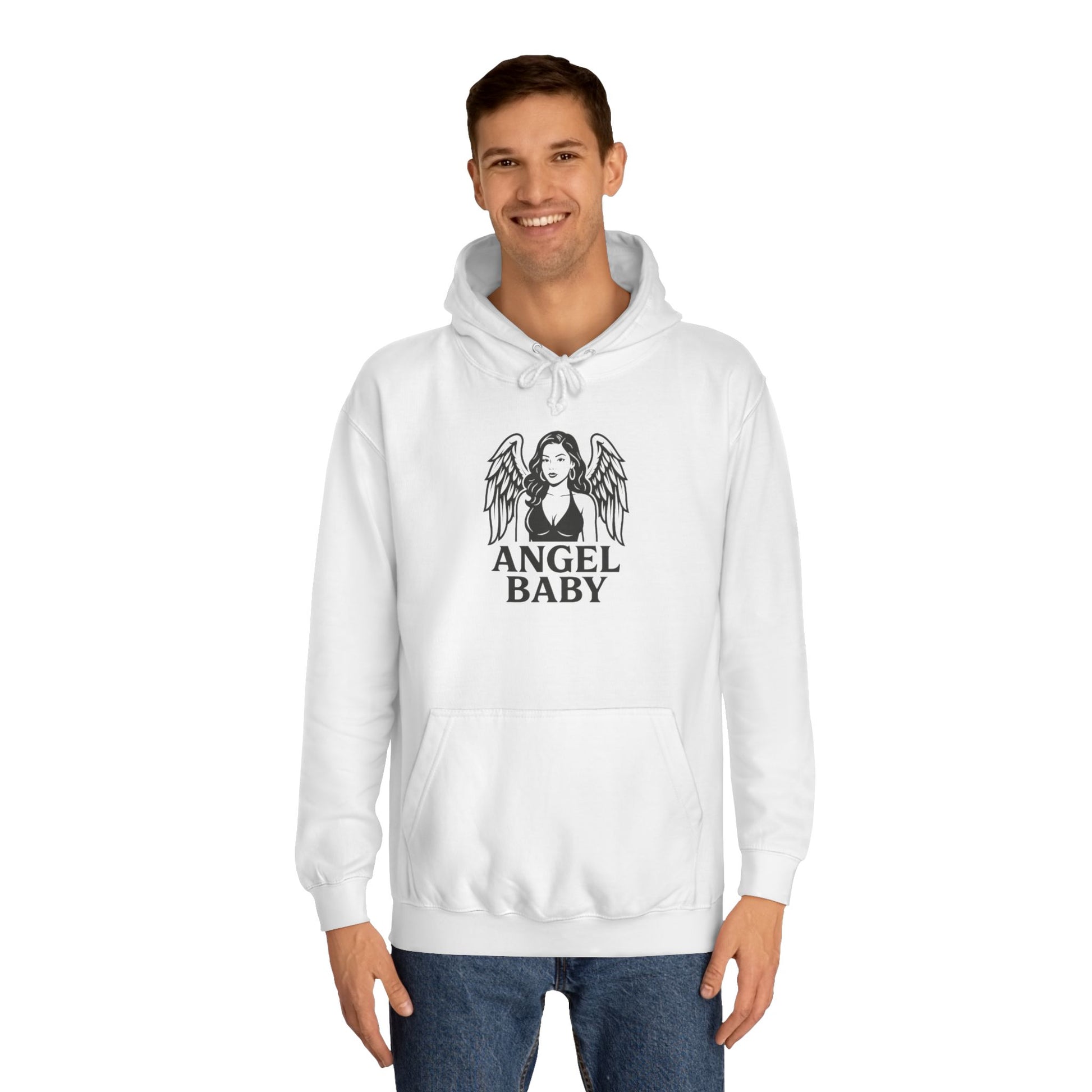Angel Baby Unisex College Hoodie, Casual Streetwear, Gift for College Students, Fall Fashion, Unique Graphic Sweatshirt, Cozy Lounge Hoodie