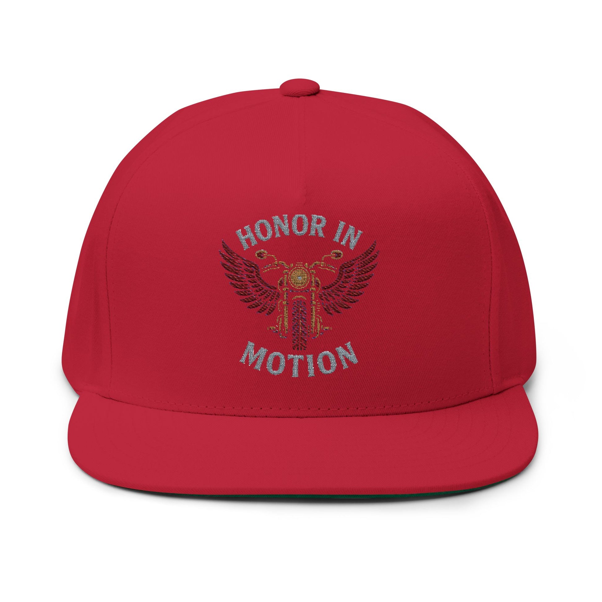 Flat Bill Cap: Honor in Motion Embroidered Hat for Athletes, Sports Lovers, Casual Wear, Gift for Him, Trendy Accessories