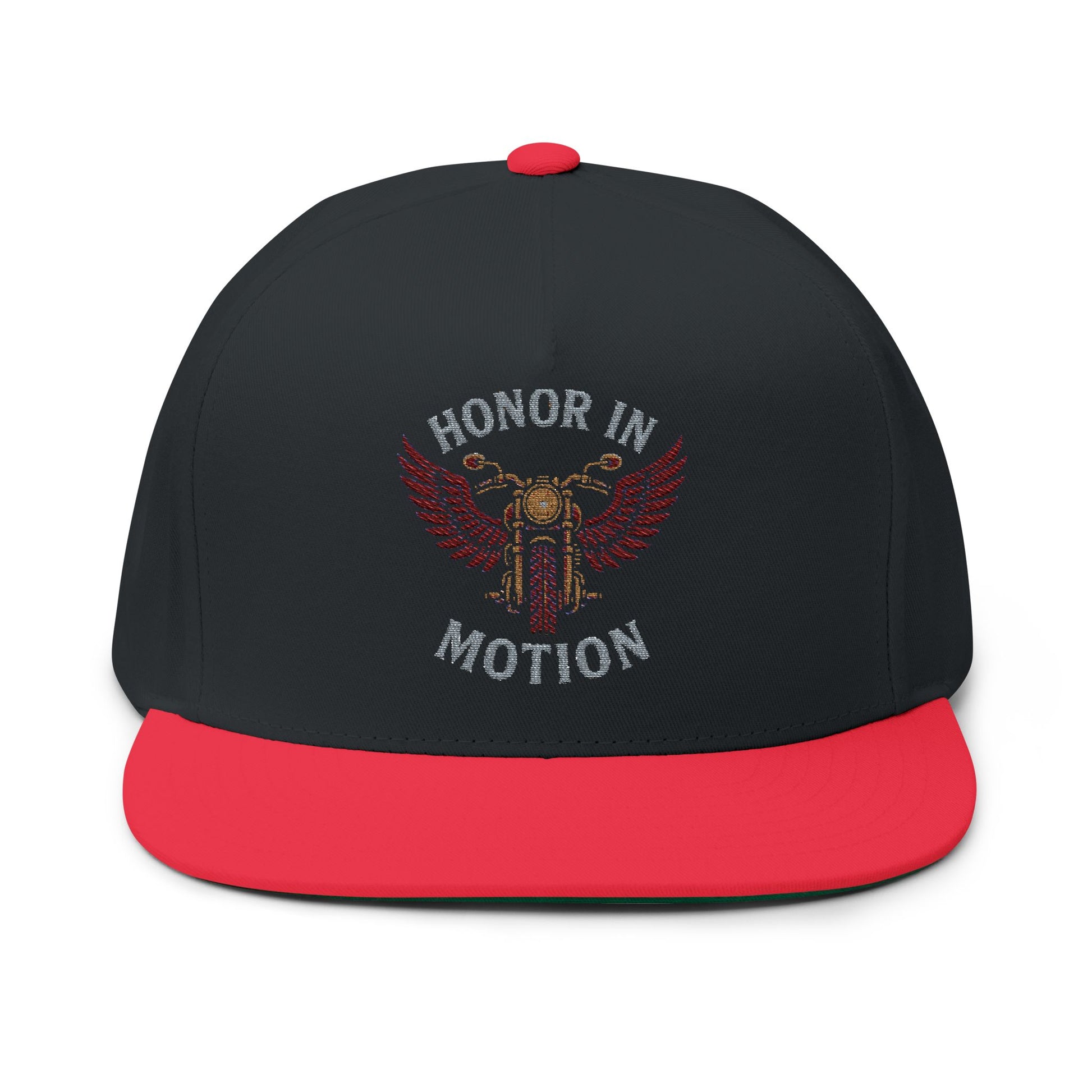 Flat Bill Cap: Honor in Motion Embroidered Hat for Athletes, Sports Lovers, Casual Wear, Gift for Him, Trendy Accessories