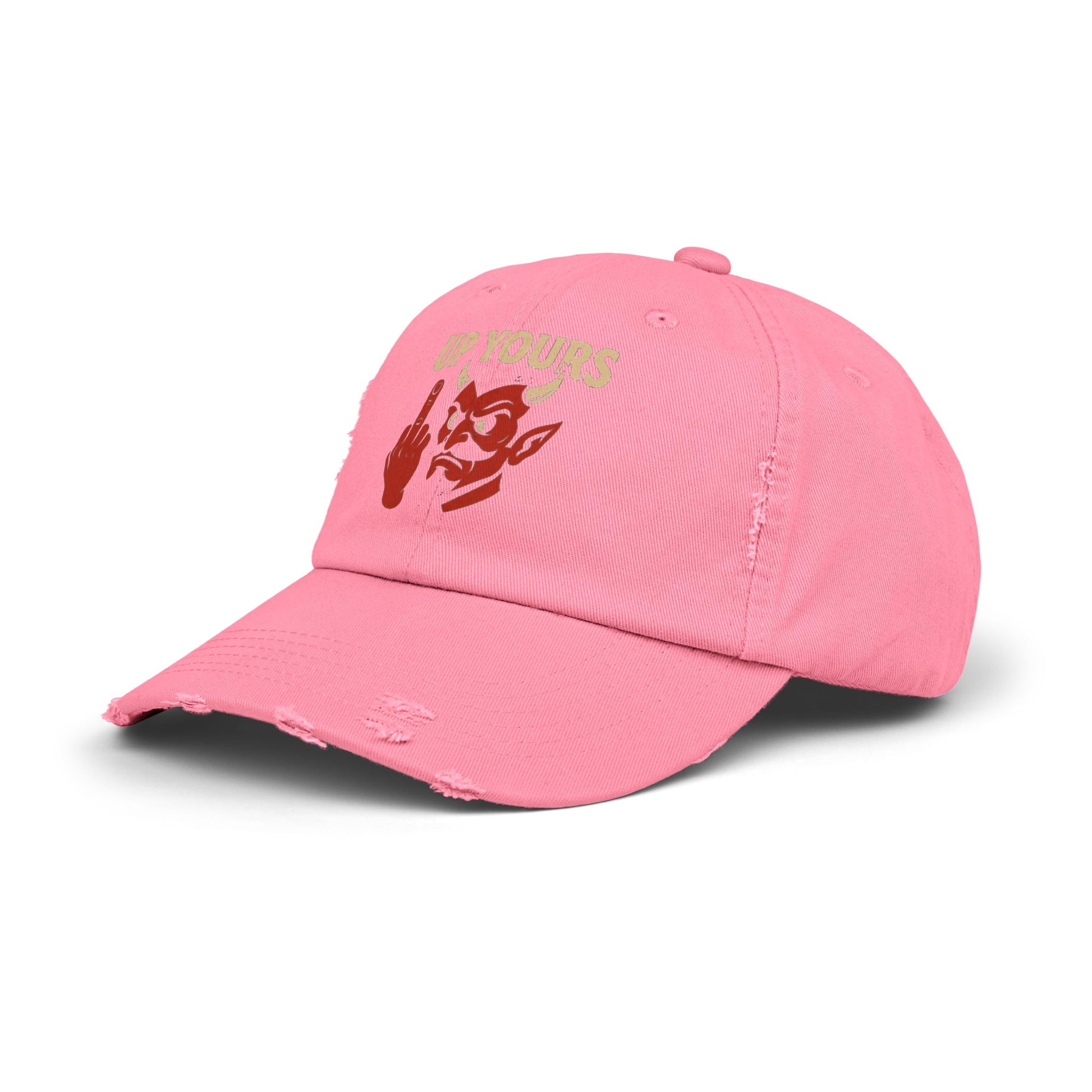Unisex Distressed Cap with Up Yours Design, Casual Hat, Trendy Accessories, Gift for Him/Her, Streetwear Fashion, Humor Merchandise