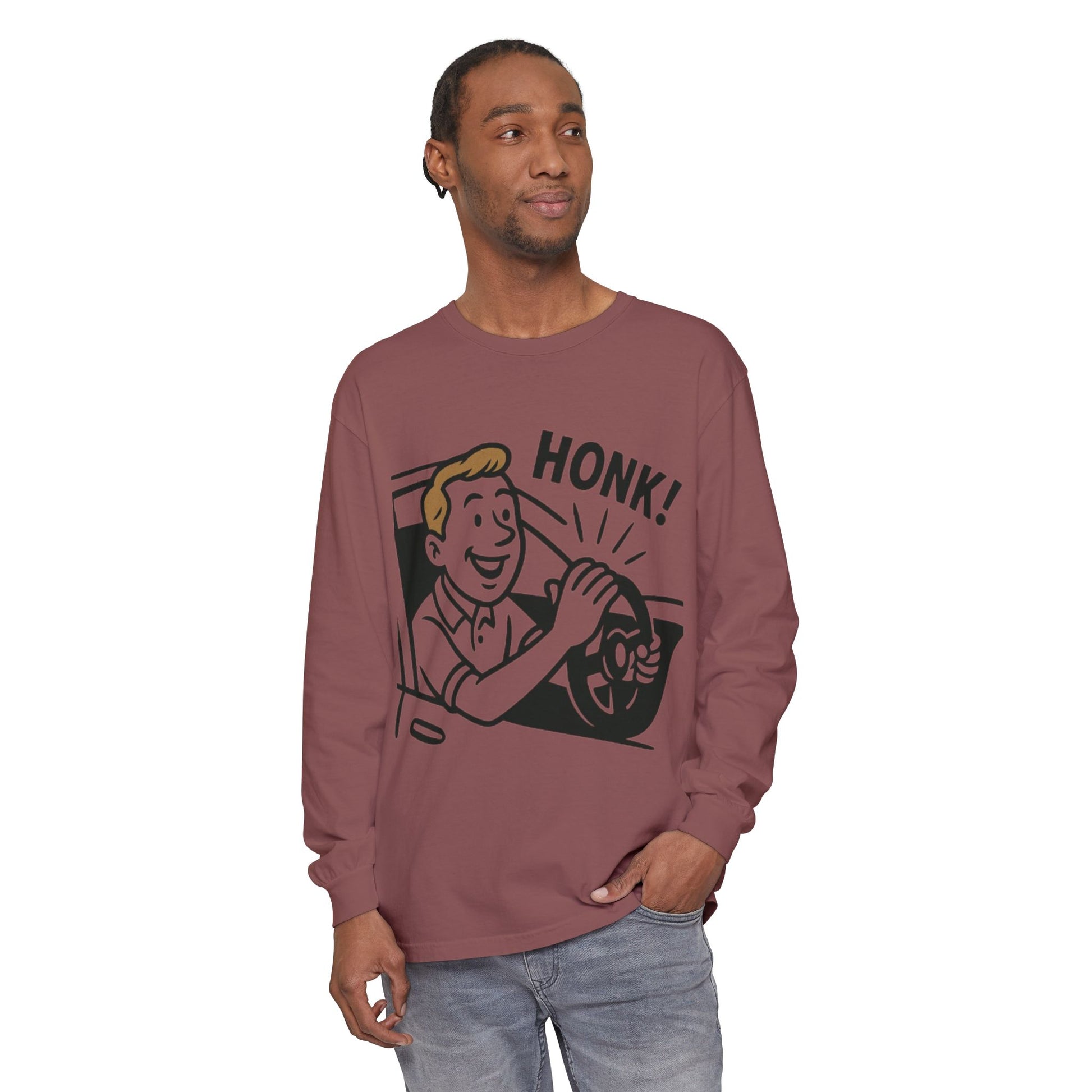 Honk Long Sleeve T-Shirt, Funny Car Enthusiast Tee, Gift for Drivers, Unisex Graphic Shirt, Casual Wear, Auto Humor Tee