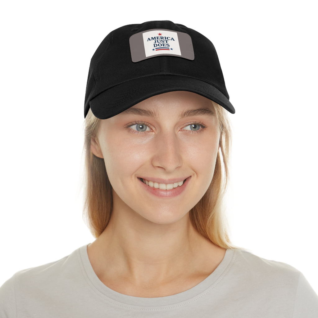 Patriotic Dad Hat with Leather Patch, Casual Cap, American Pride Accessory, Unique Gift for Dad, Summer Style Headwear