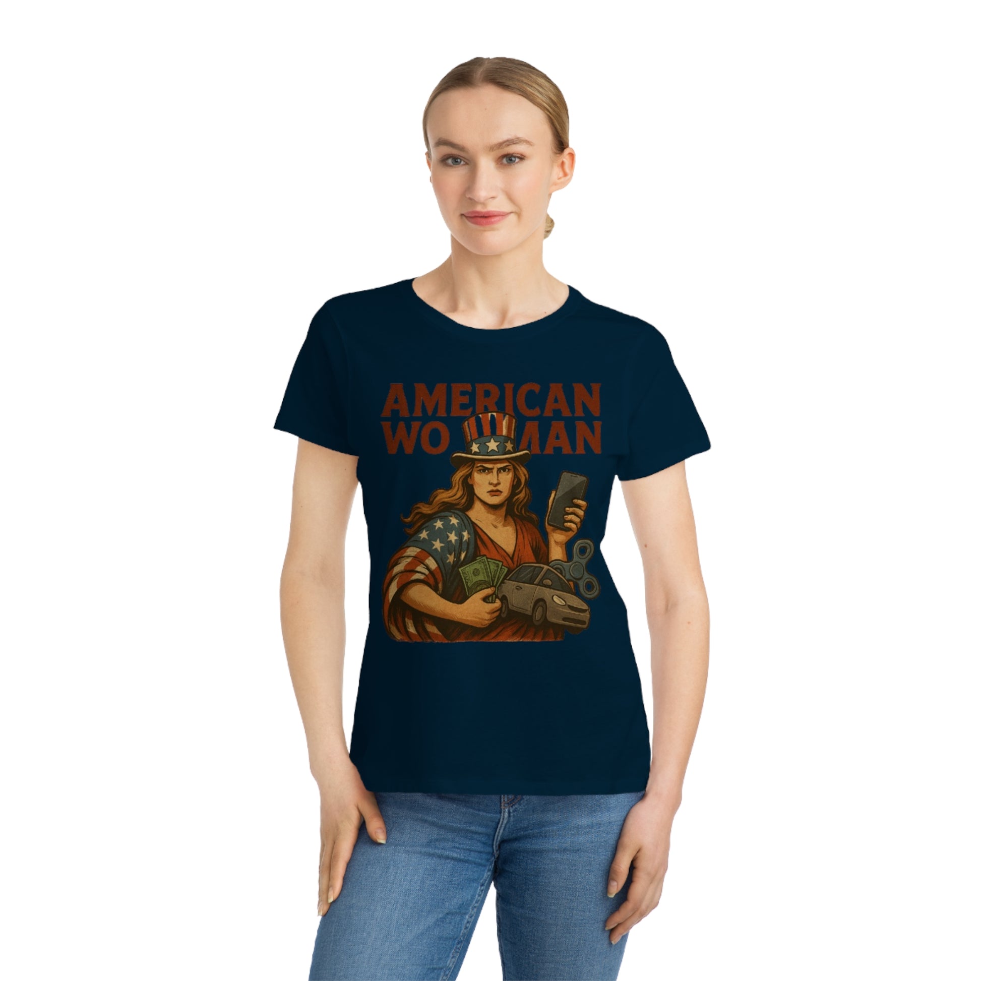 Empowering American Woman T-Shirt, Feminist Tee, Casual Wear, Gift for Her, July 4th, Independence Day Outfit