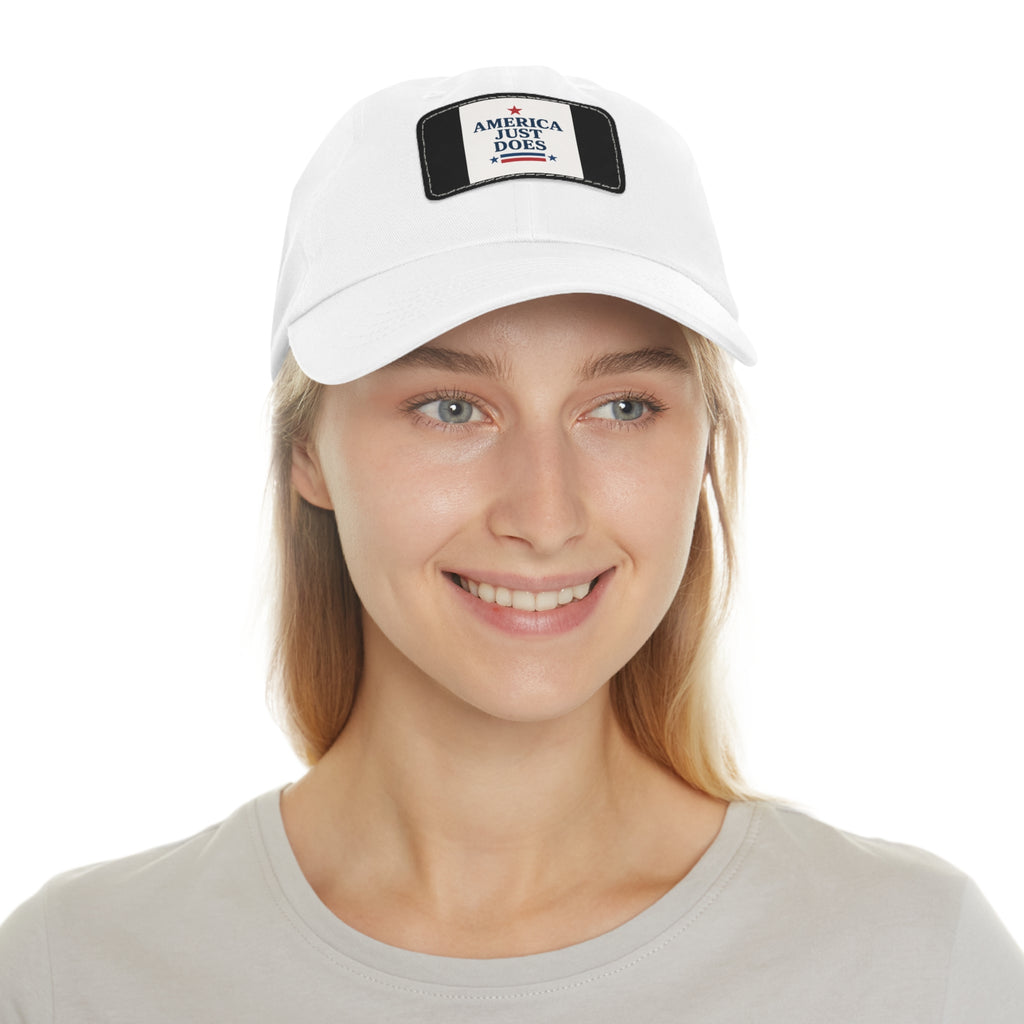 Patriotic Dad Hat with Leather Patch, Casual Cap, American Pride Accessory, Unique Gift for Dad, Summer Style Headwear