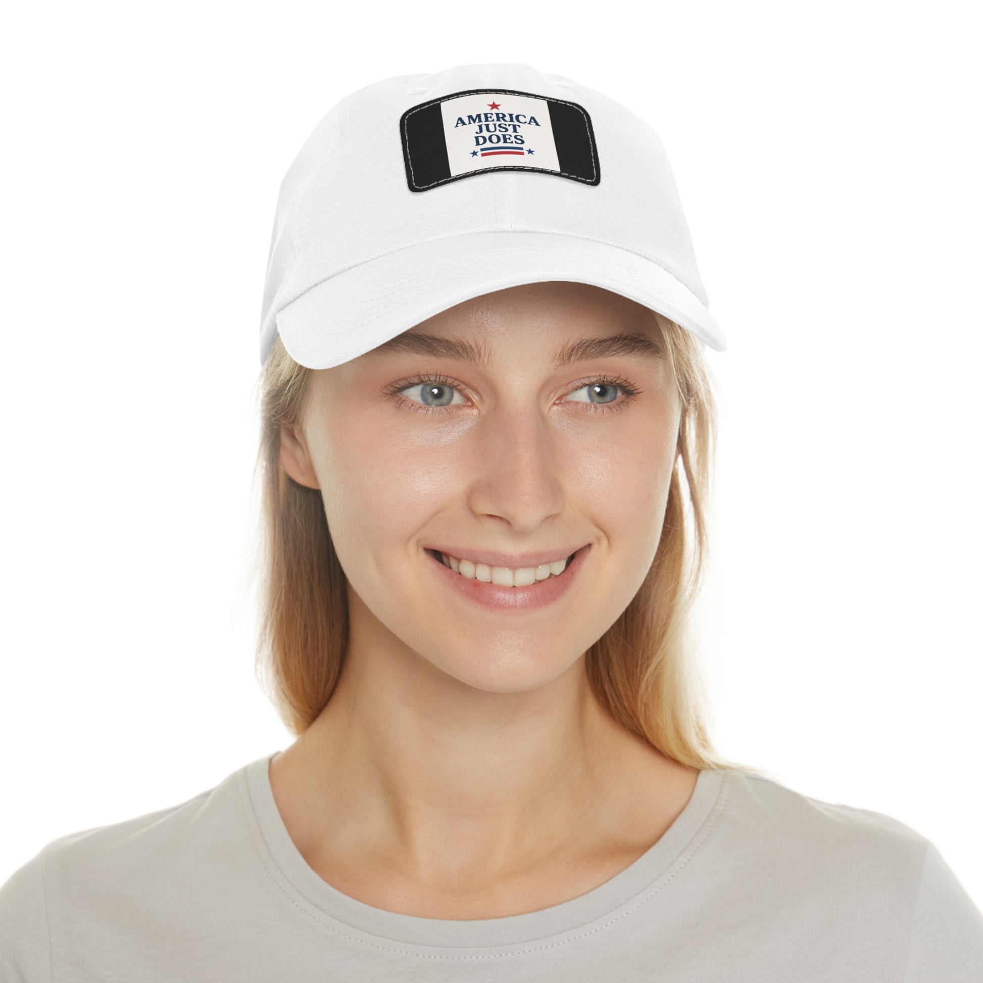 Patriotic Dad Hat with Leather Patch, Casual Cap, American Pride Accessory, Unique Gift for Dad, Summer Style Headwear