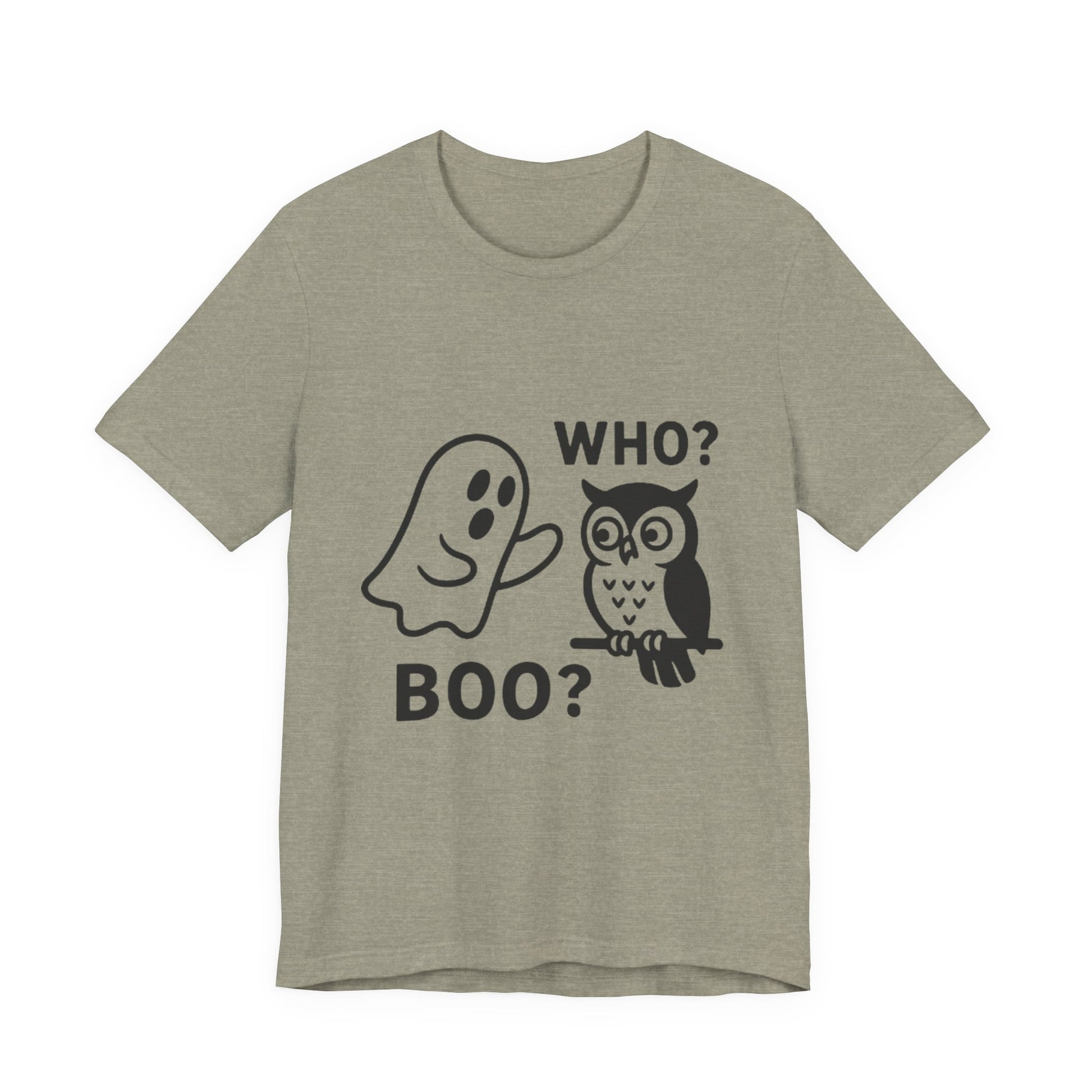 Halloween Who Boo? Unisex Tee, Ghosts and Owls Shirt, Funny Halloween T-Shirt, Spooky Gift, Autumn Apparel, Cute Halloween Outfit