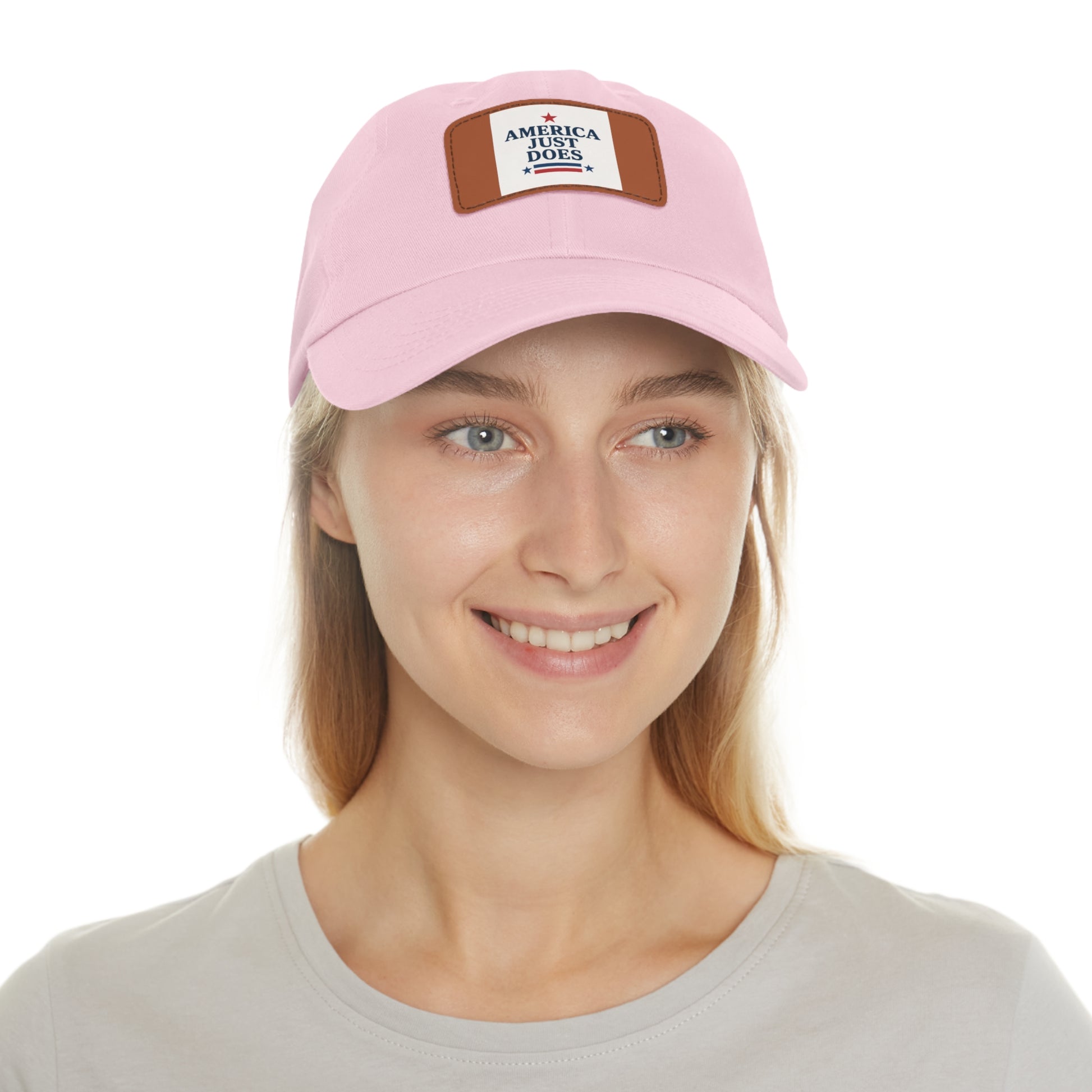 Patriotic Dad Hat with Leather Patch, Casual Cap, American Pride Accessory, Unique Gift for Dad, Summer Style Headwear