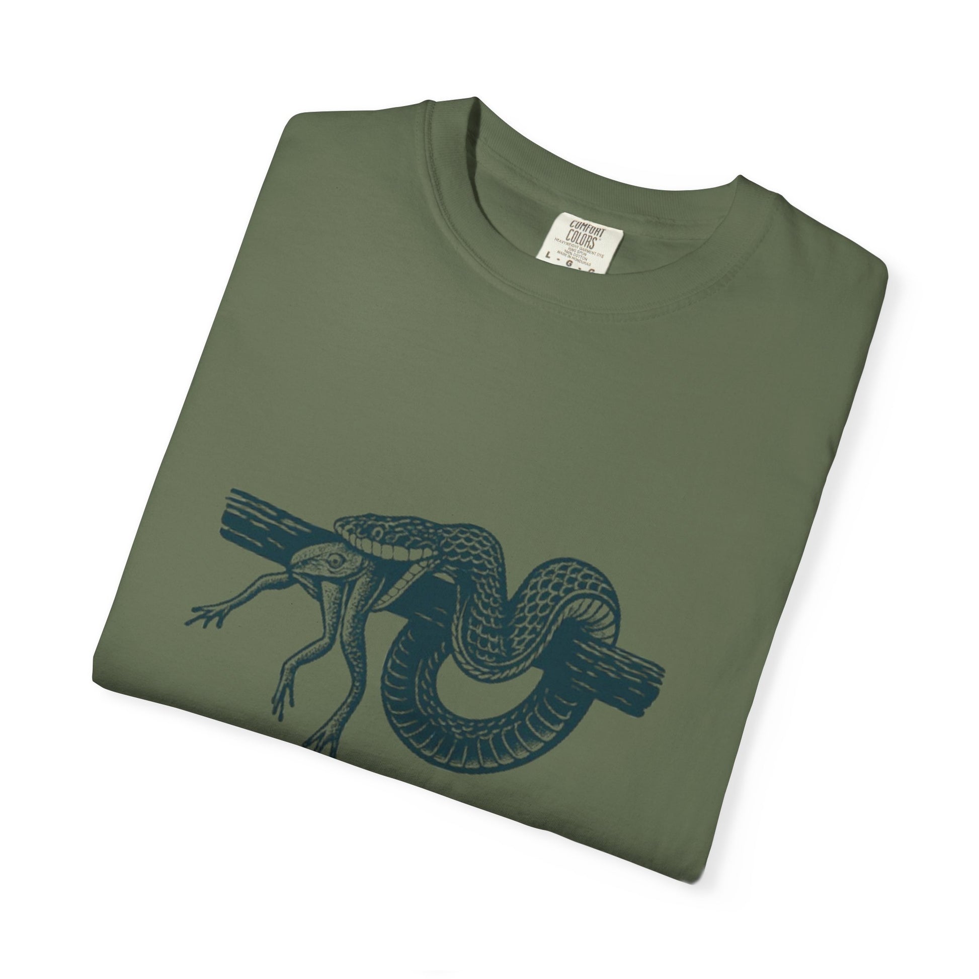 Snake and Frog Unisex T-Shirt - Nature Lover Gift, Adventure Apparel, Unique Graphic Tee, Eco-Friendly Fashion, Wildlife Enthusiast Shirt