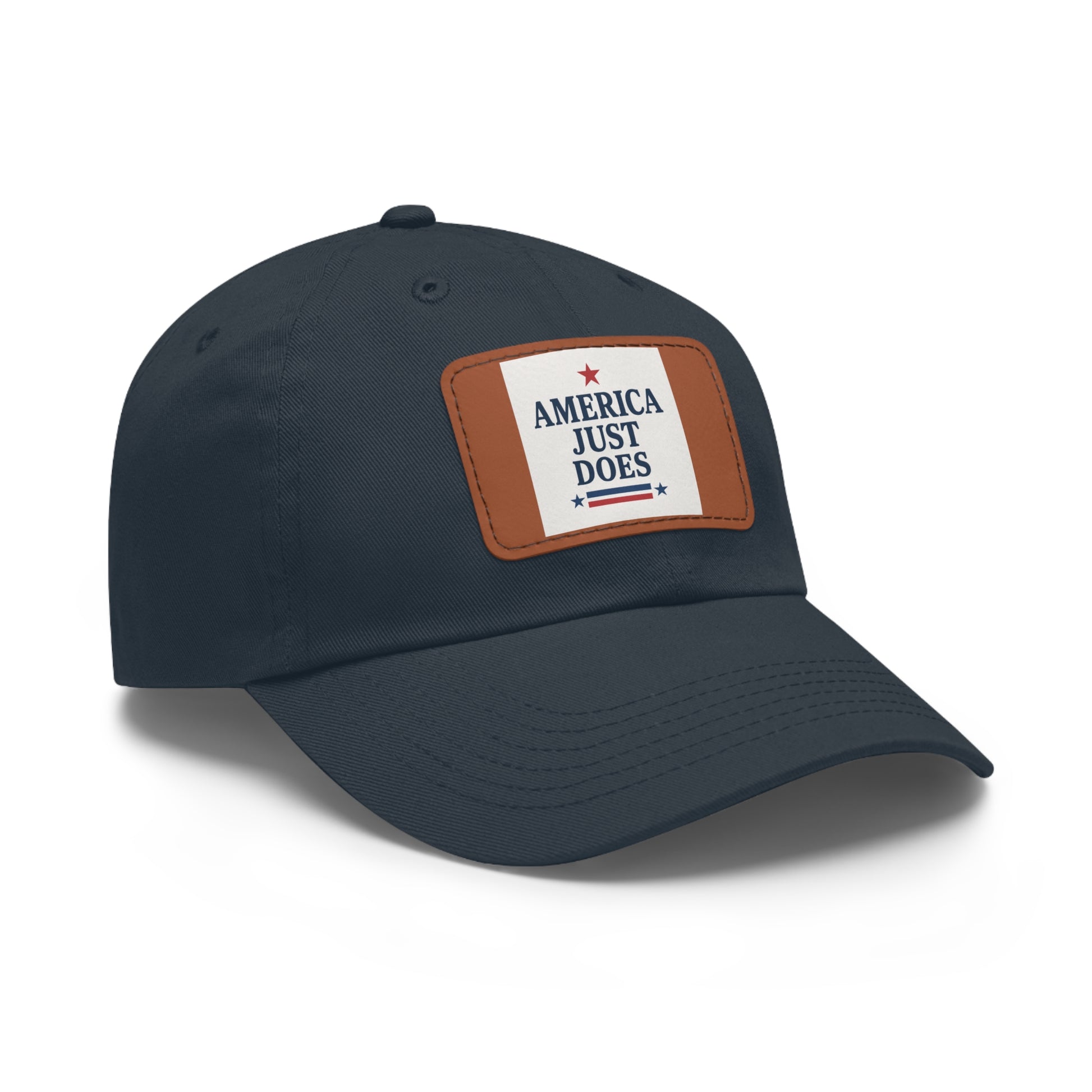 Patriotic Dad Hat with Leather Patch, Casual Cap, American Pride Accessory, Unique Gift for Dad, Summer Style Headwear