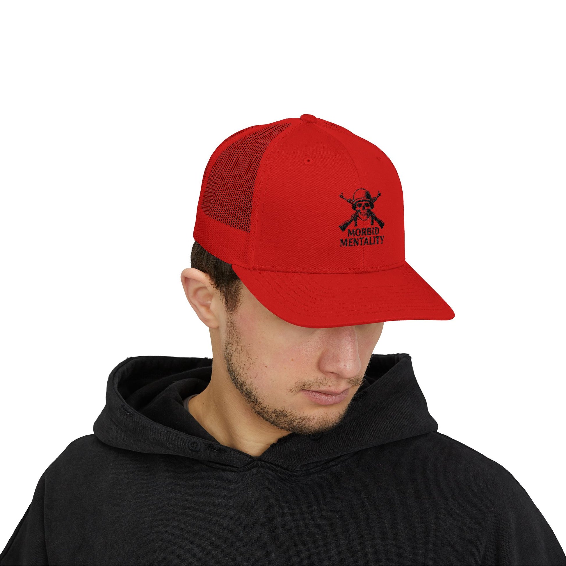 Morbid Mentality Snapback Trucker Cap | Gothic Style, Unique Gift for Trendsetters, Perfect for Casual Outings, Festivals, and More