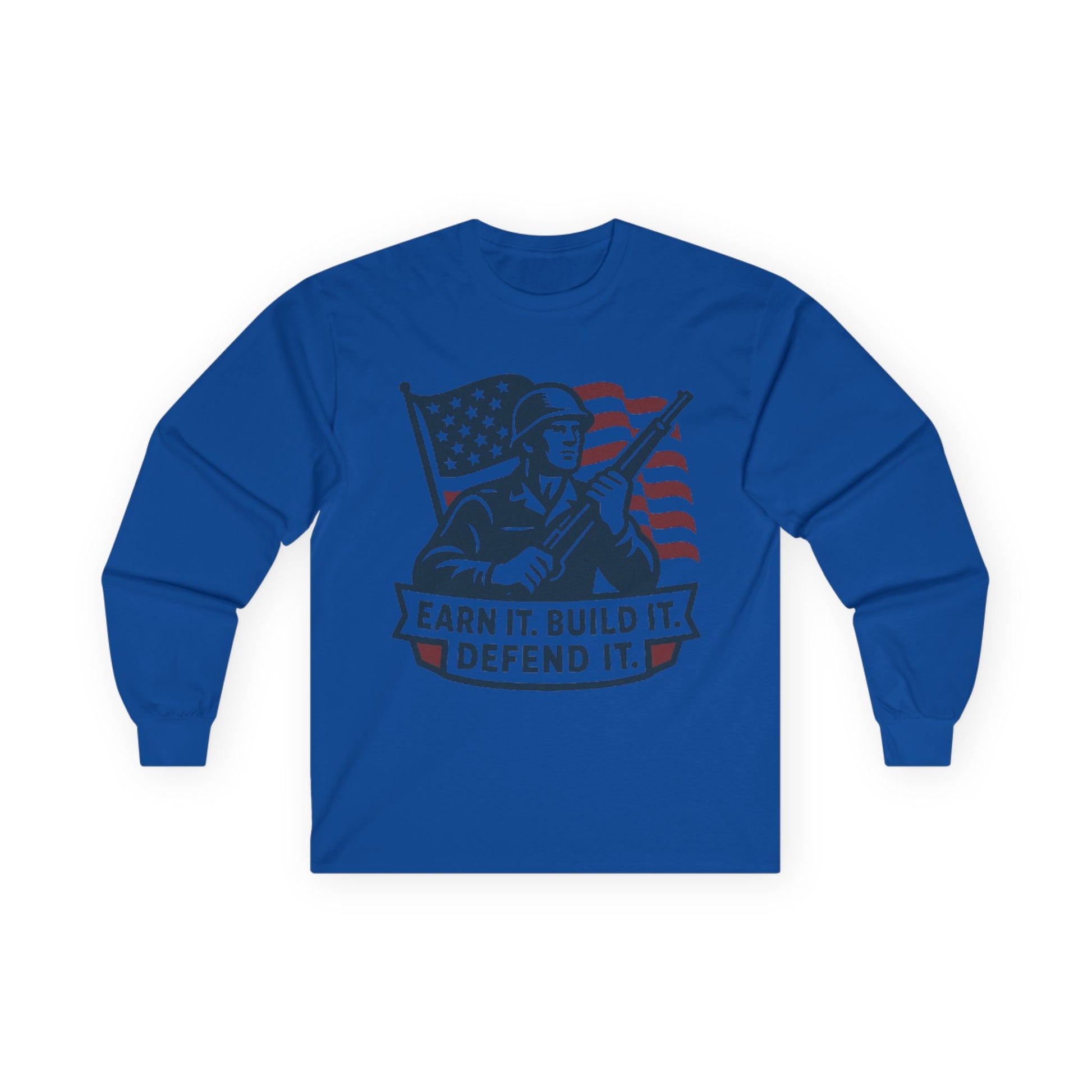 Patriotic Long Sleeve Tee for Veterans, Military Support Shirt, Independence Day Top, Memorial Day Gift, USA Pride Apparel