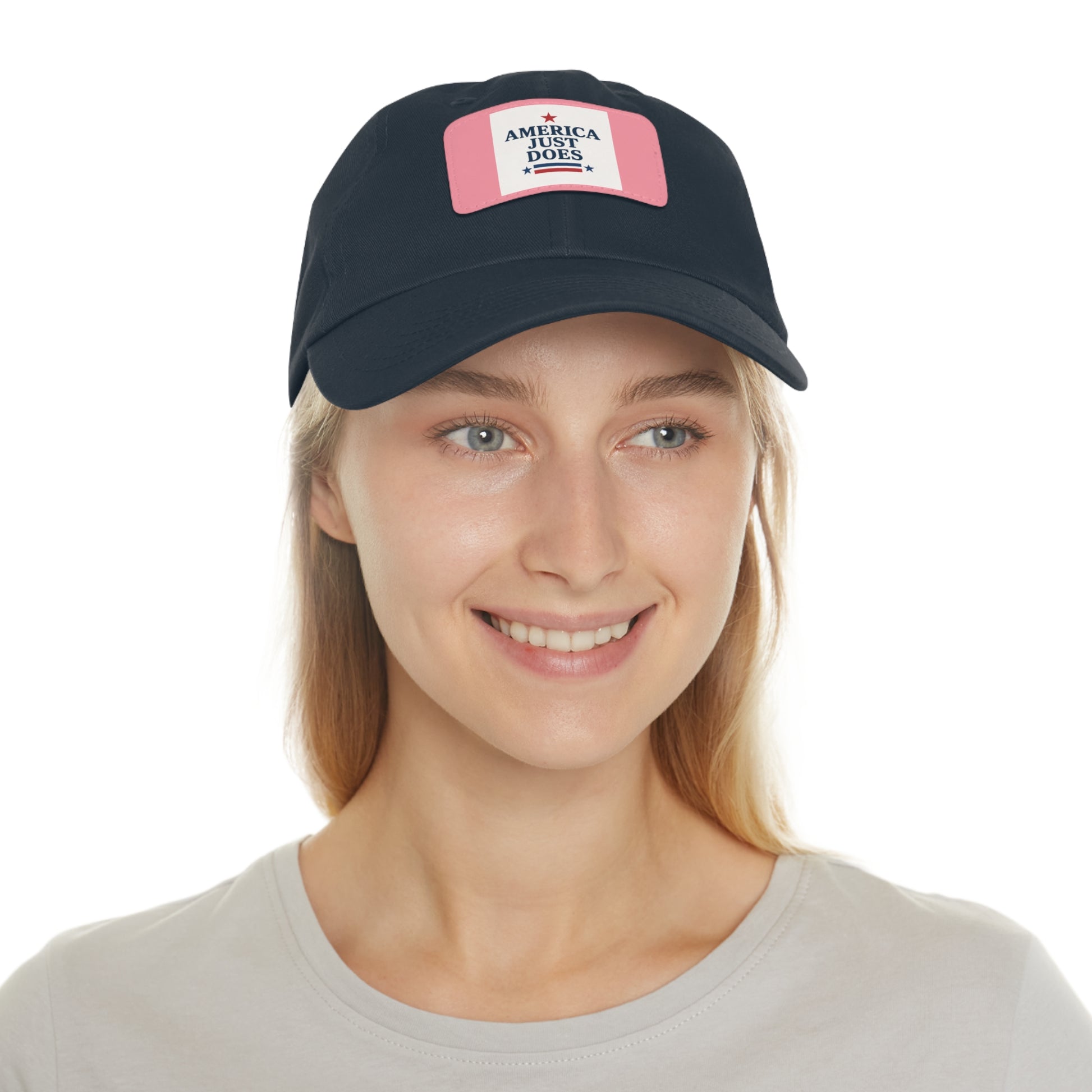 Patriotic Dad Hat with Leather Patch, Casual Cap, American Pride Accessory, Unique Gift for Dad, Summer Style Headwear