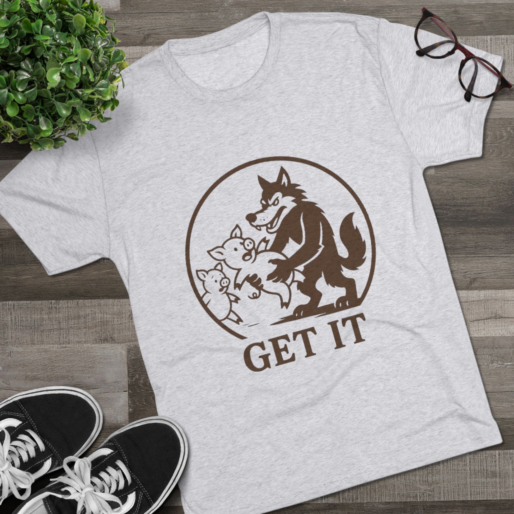 Playful Animal Graphic Tee - Unisex Crew Shirt, Funny Wolf Design, Gifts for Animal Lovers, Casual Wear, Humor Apparel, Birthday Gift